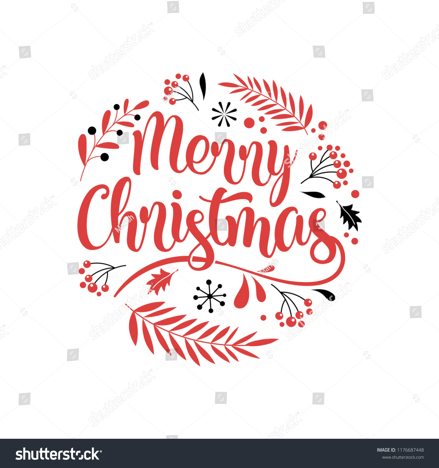 Merry Christmas Background Typography Lettering Greeting Stock Vector ...