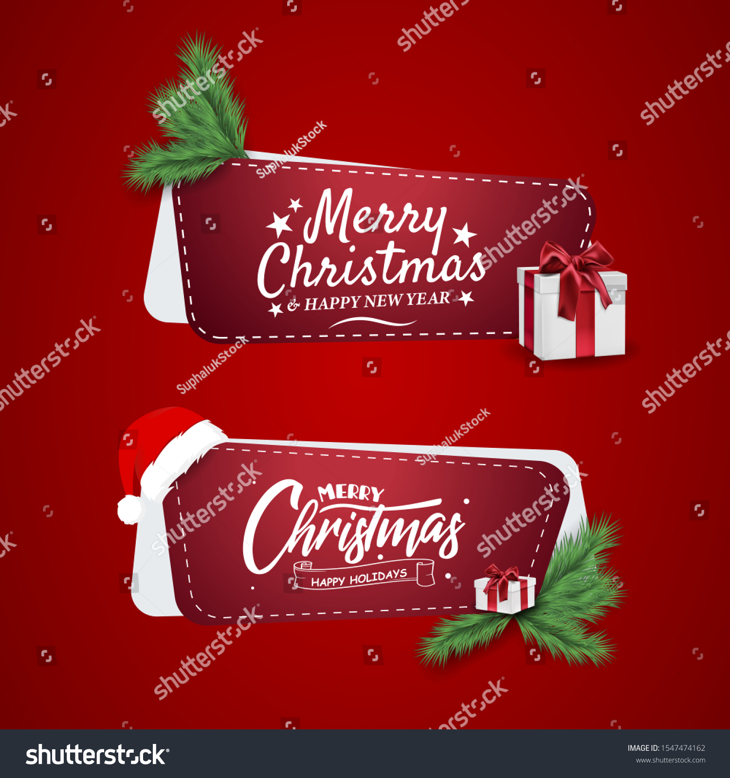 Merry Christmas Banner Red Sale Template Stock Vector (Royalty Intended For Merry Christmas Banner Template