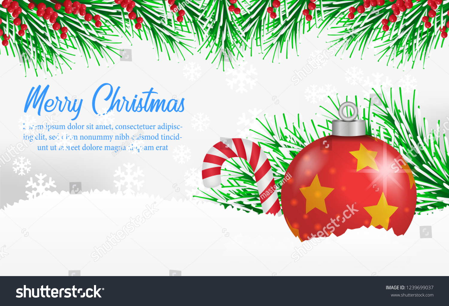 Merry Christmas Banner Template Red Bauble Stock Vector (Royalty Regarding Merry Christmas Banner Template