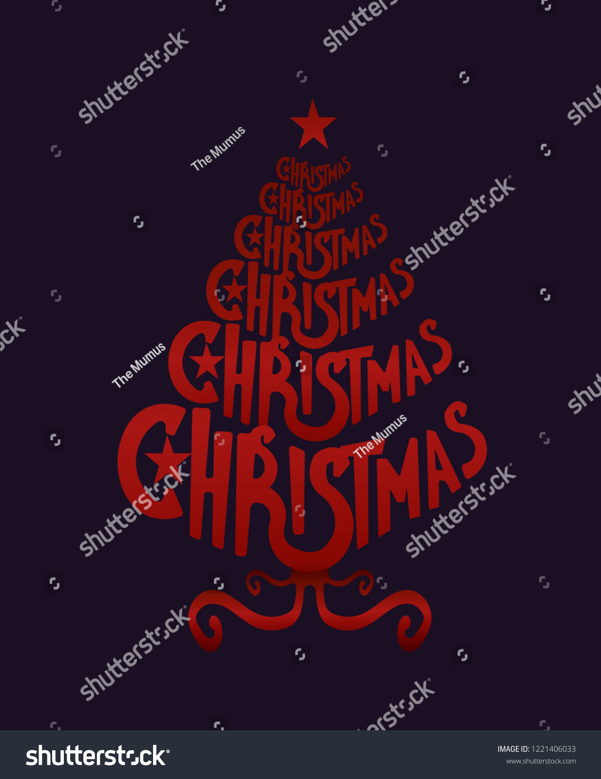 Merry Christmas Calligraphic Lettering Designin Form Stock Vector Royalty Free