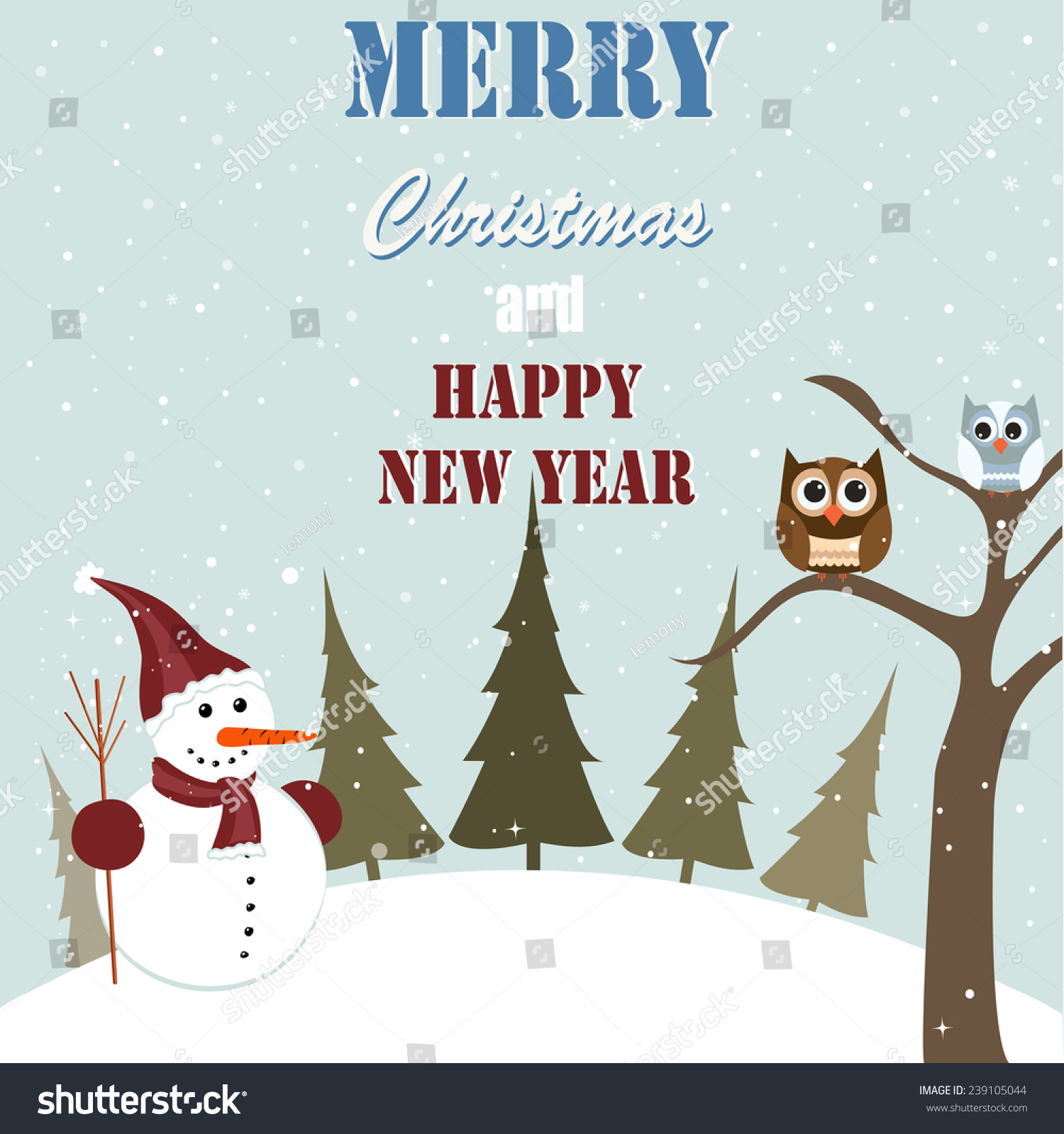 Merry Christmas Card Stock Vector Illustration 239105044 : Shutterstock