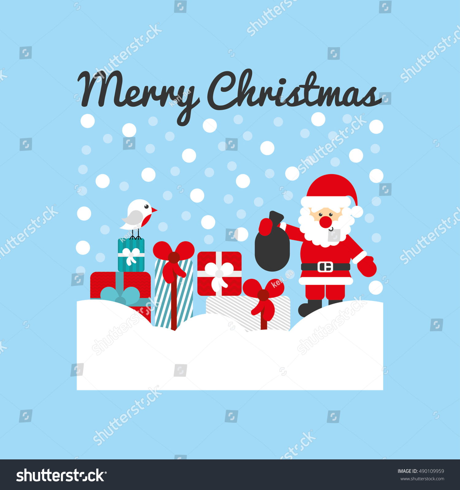 Merry Christmas Card Stock Vector Illustration 490109959 : Shutterstock