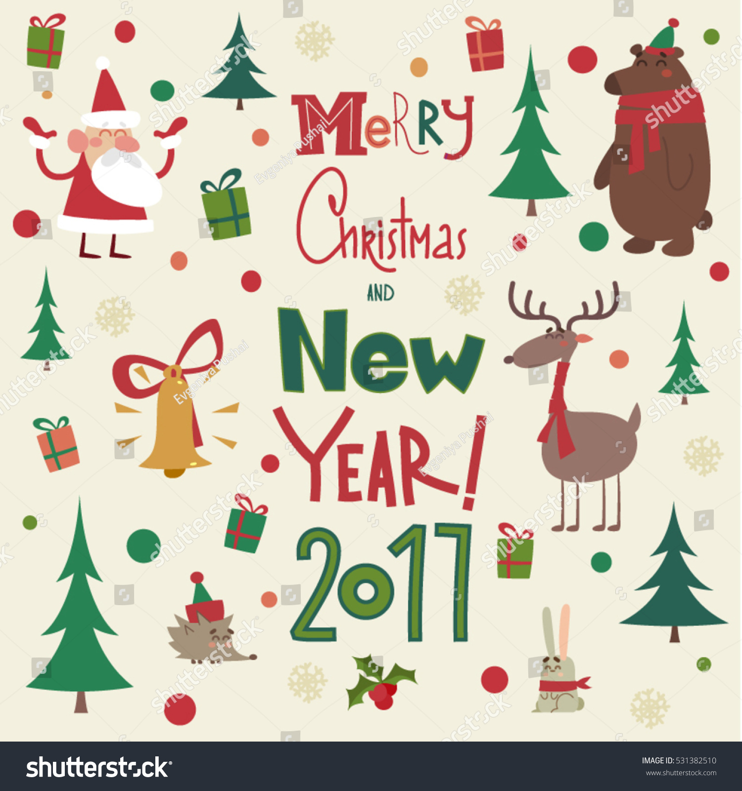 Merry Christmas Card Stock Vector Illustration 531382510 : Shutterstock