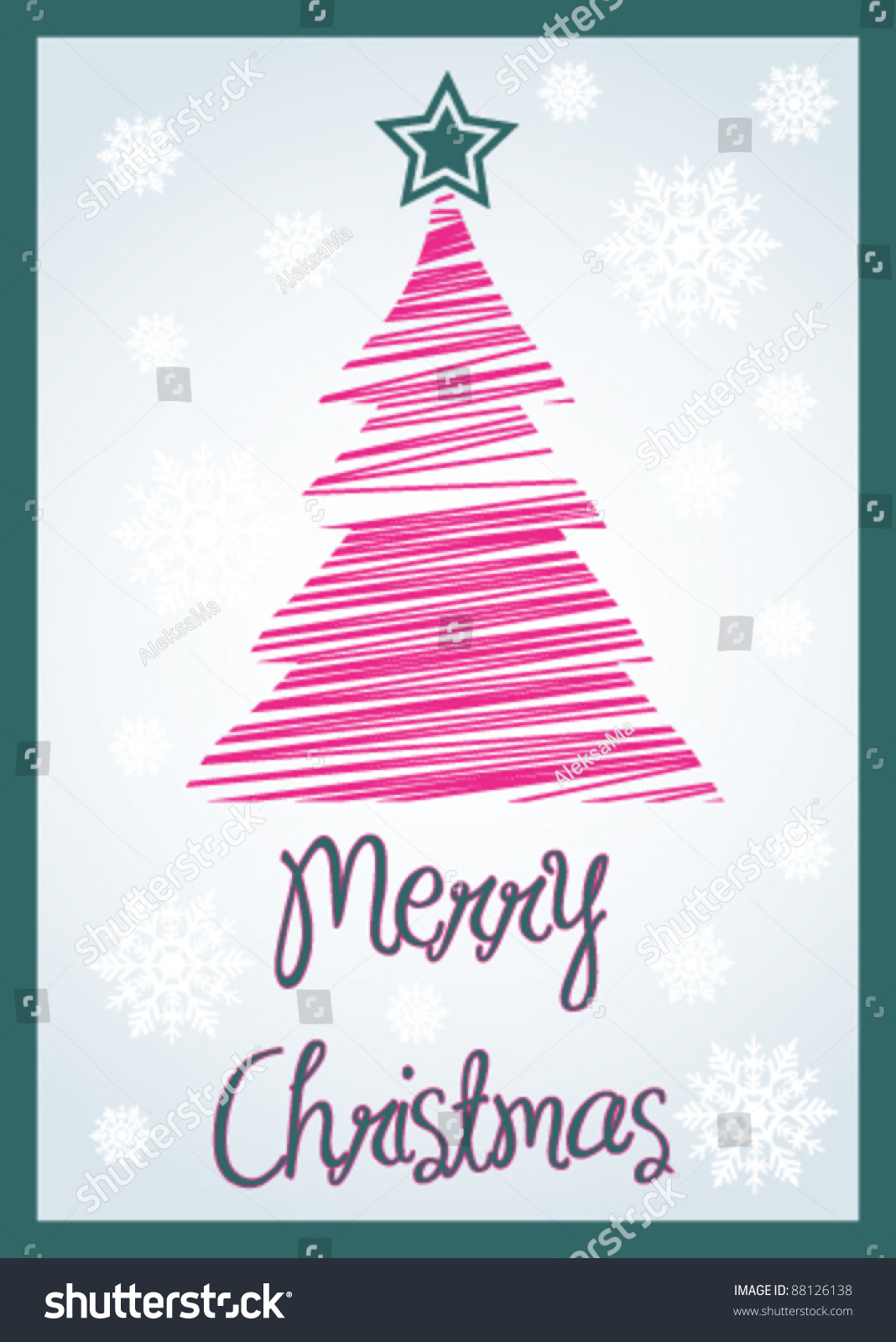 Merry Christmas Card Stock Vector Illustration 88126138 : Shutterstock