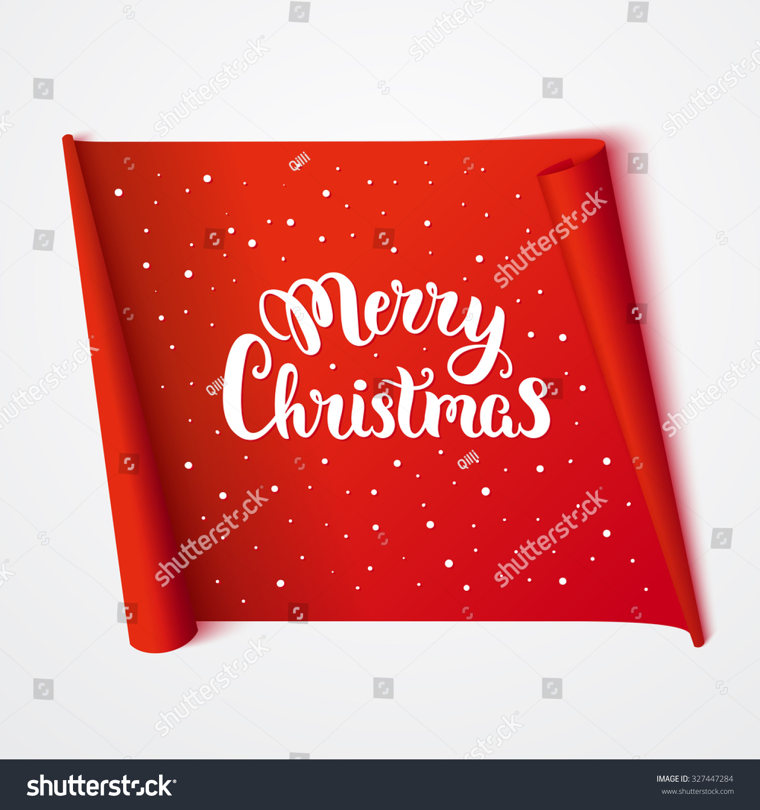 Merry Christmas Card. Isolated Sticker With Lettering. Vector Art Illustration. - 327447284