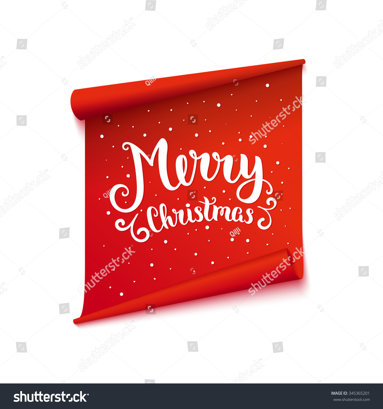 Merry Christmas Card. Isolated Sticker With Lettering. Vector Art Illustration. - 345365201