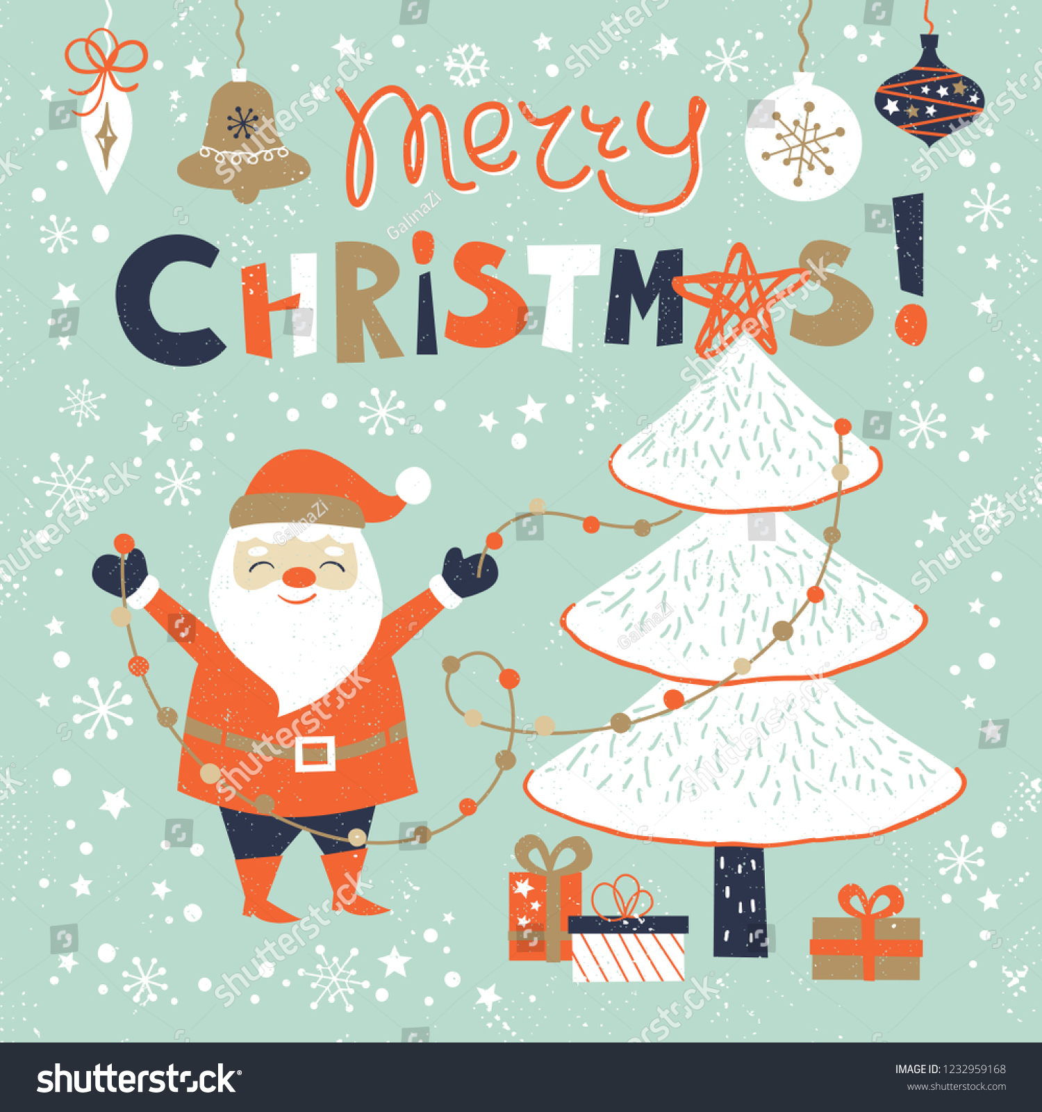 Merry Christmas Card Templates Hand Drawn Stock Vector Royalty Free 1232959168