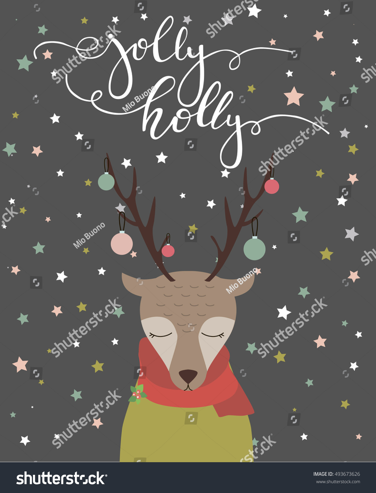 Merry Christmas Card. Vector Illustration - 493673626 : Shutterstock