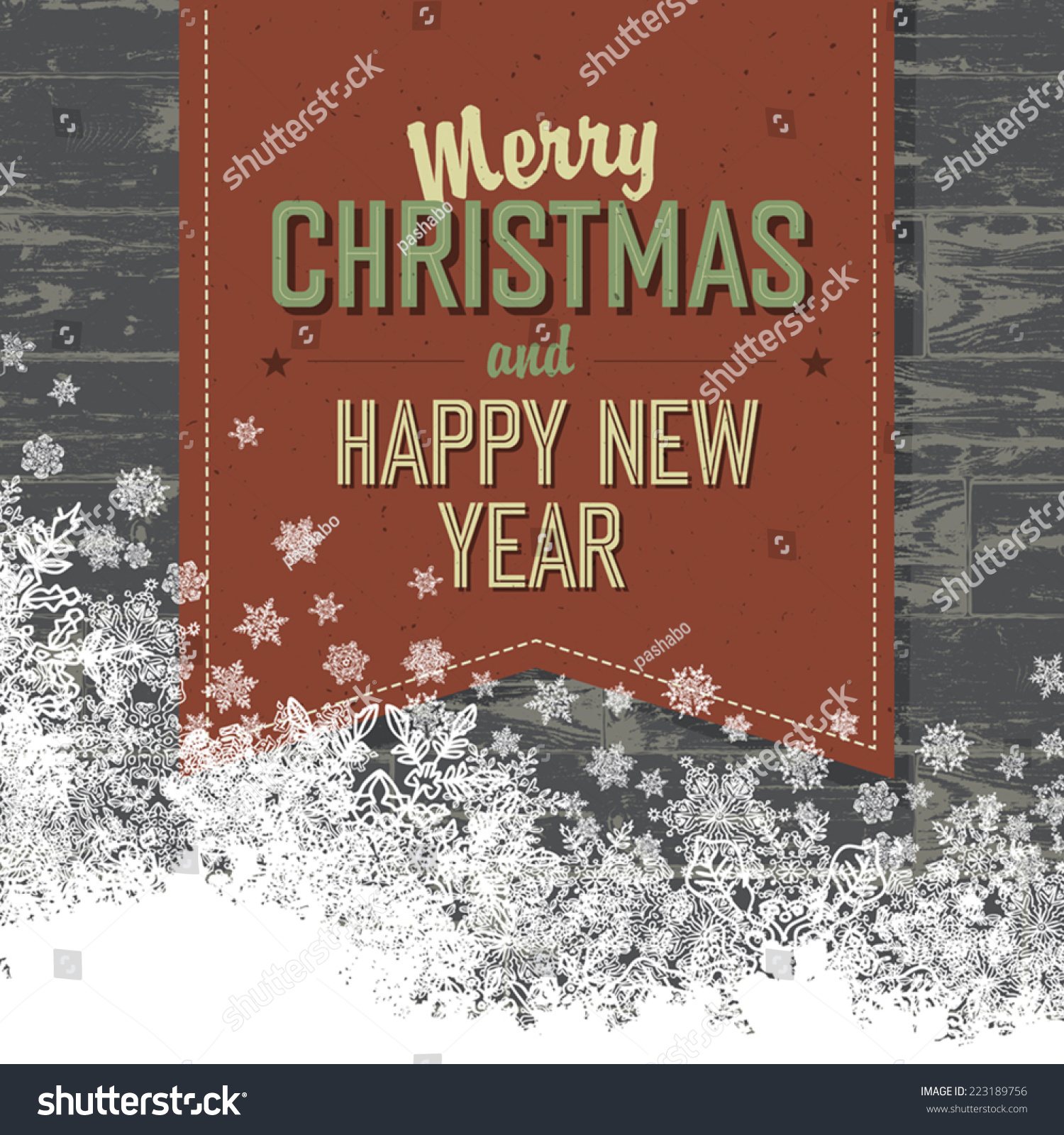 Merry Christmas Card With Isolated Space For Text.Vector - 223189756