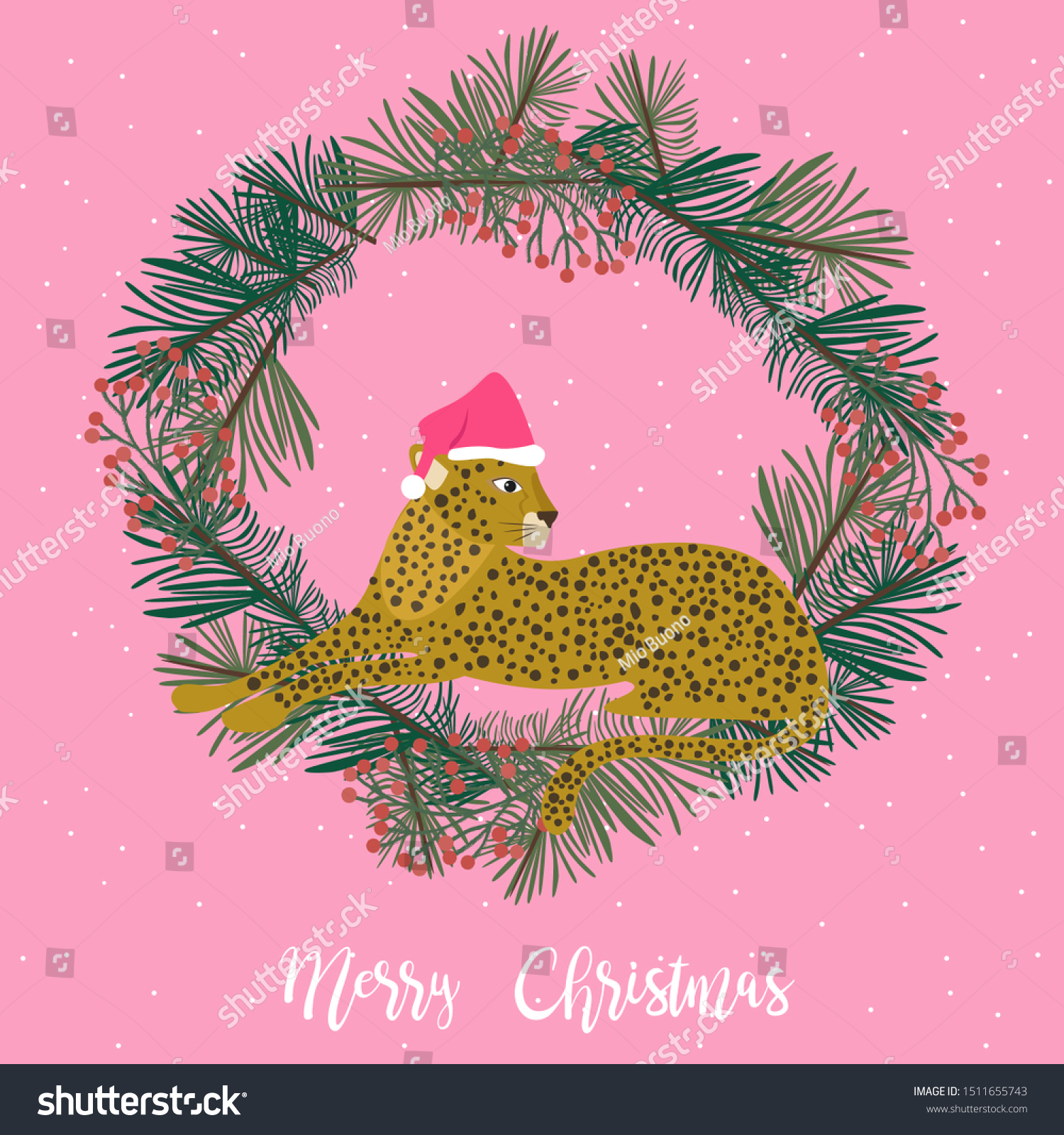 Merry Christmas Card Leopard Gift Boxes Stock Vector Royalty Free 1511655743