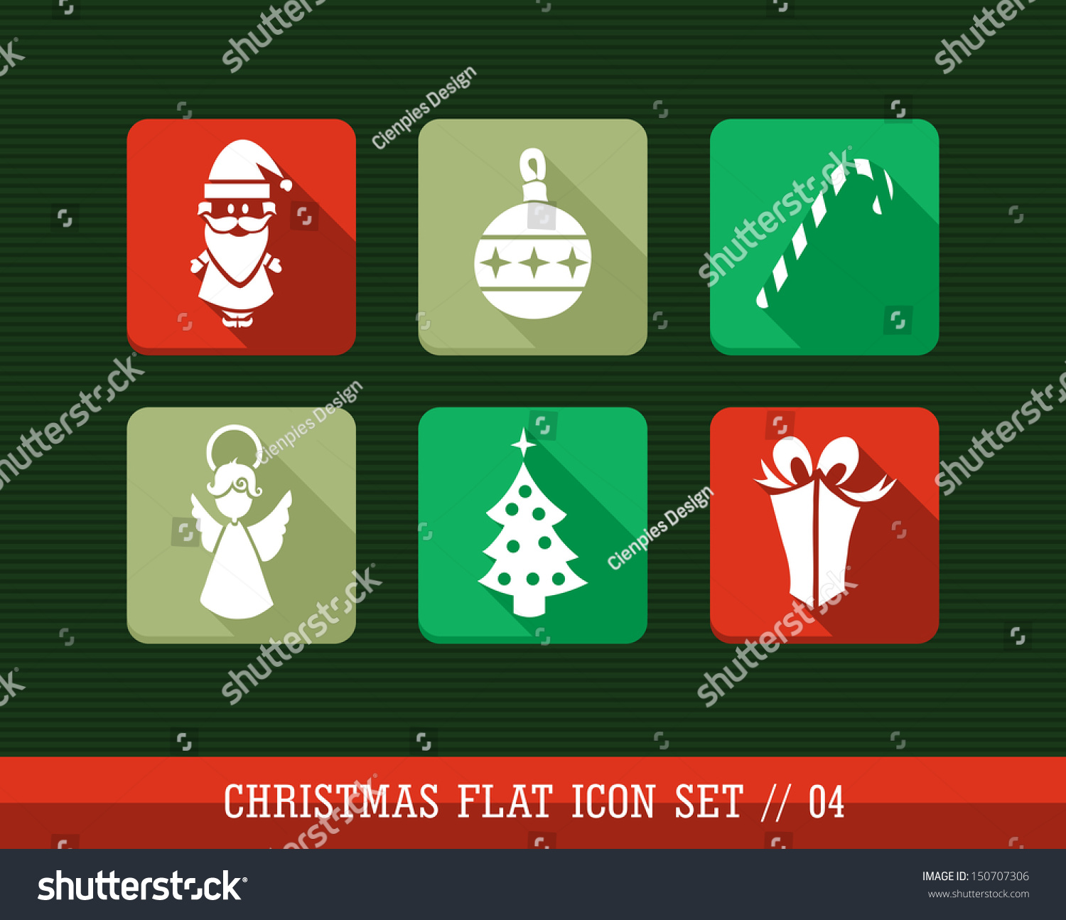 Merry Christmas Colorful Internet App Flat Icon Set. Vector File Layered For Easy