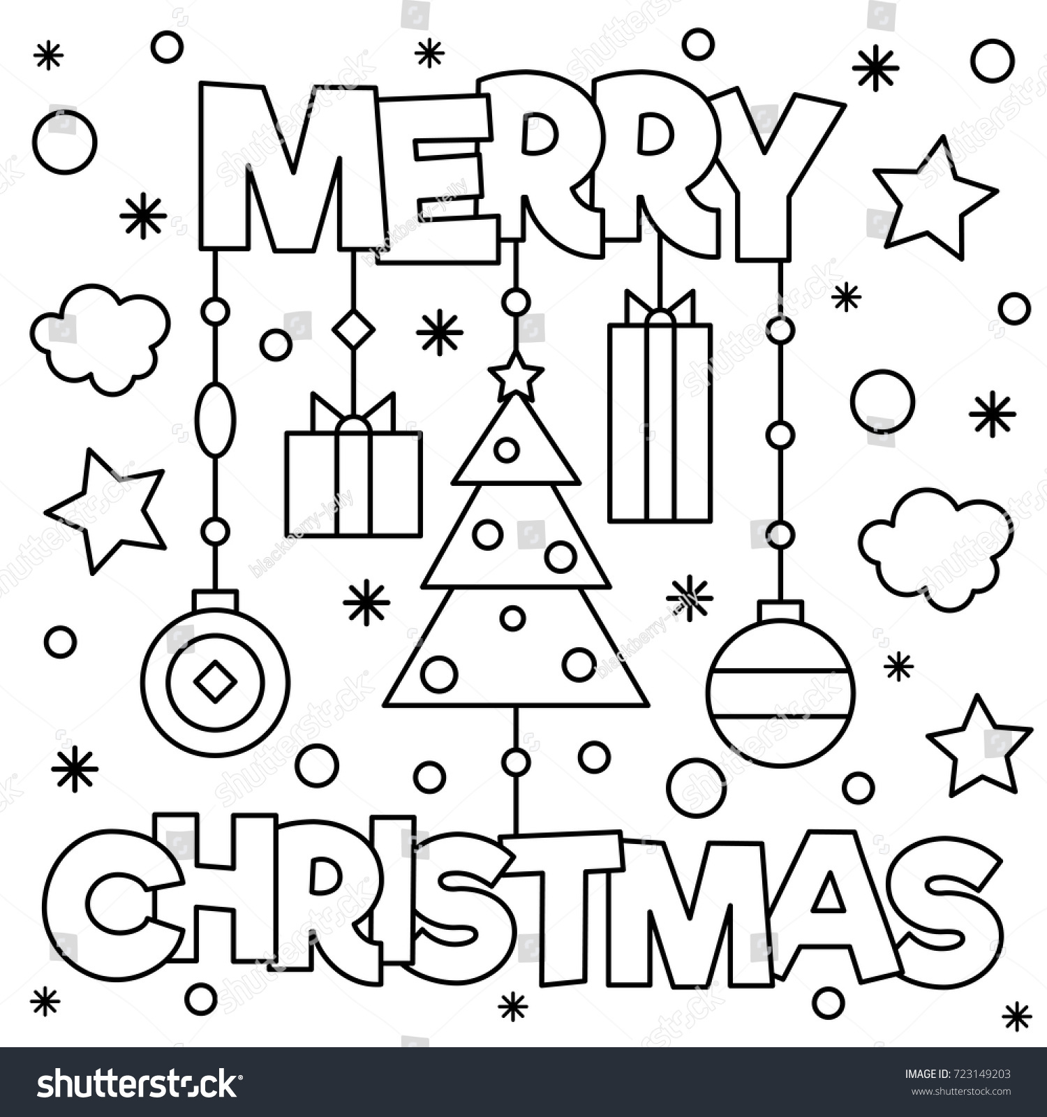 Merry Christmas Coloring page Vector illustration
