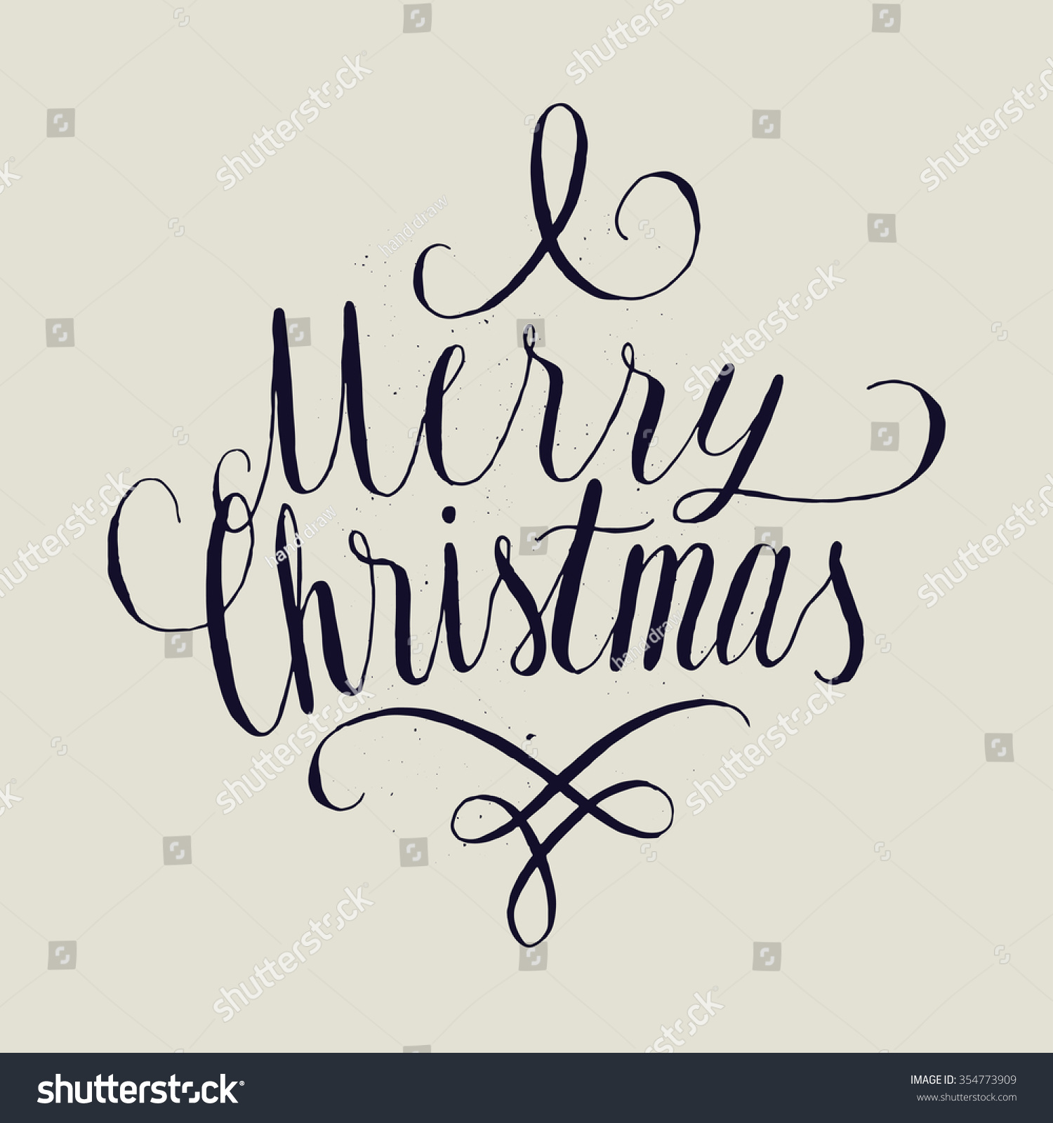 Merry Christmas Curly Handwriting Stock Vector (Royalty Free) 354773909