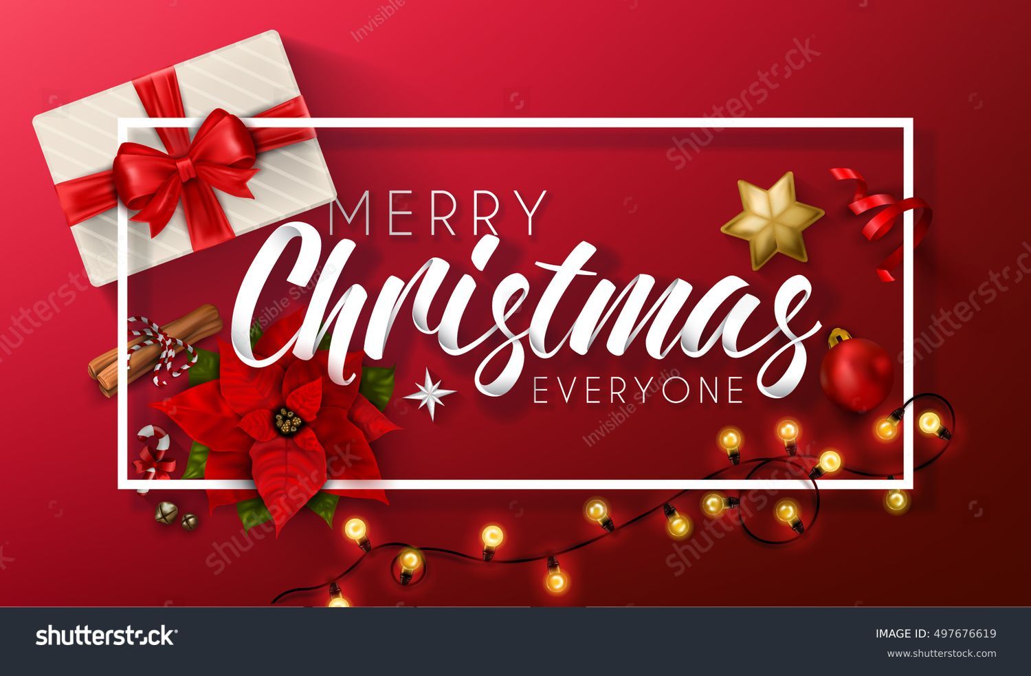Merry Christmas Everyone Vintage Background Typography Stock Vector Royalty Free 497676619