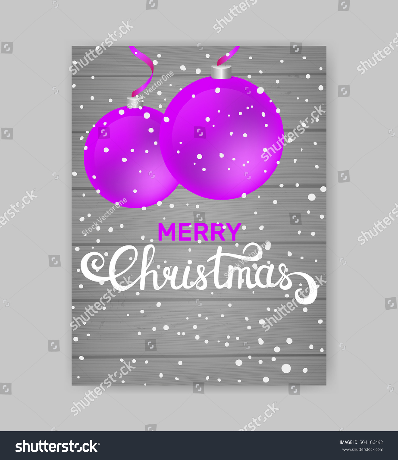 Merry Christmas Flyer Poster Template Wooden Stock Vector Royalty Free