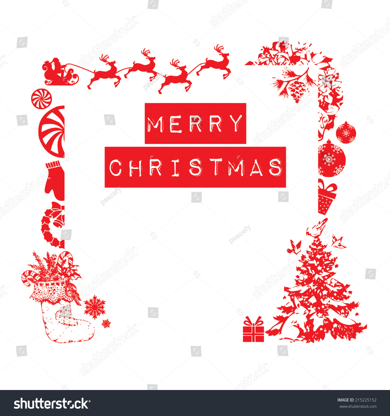 Merry Christmas Frame Stock Vector Illustration 215225152 : Shutterstock