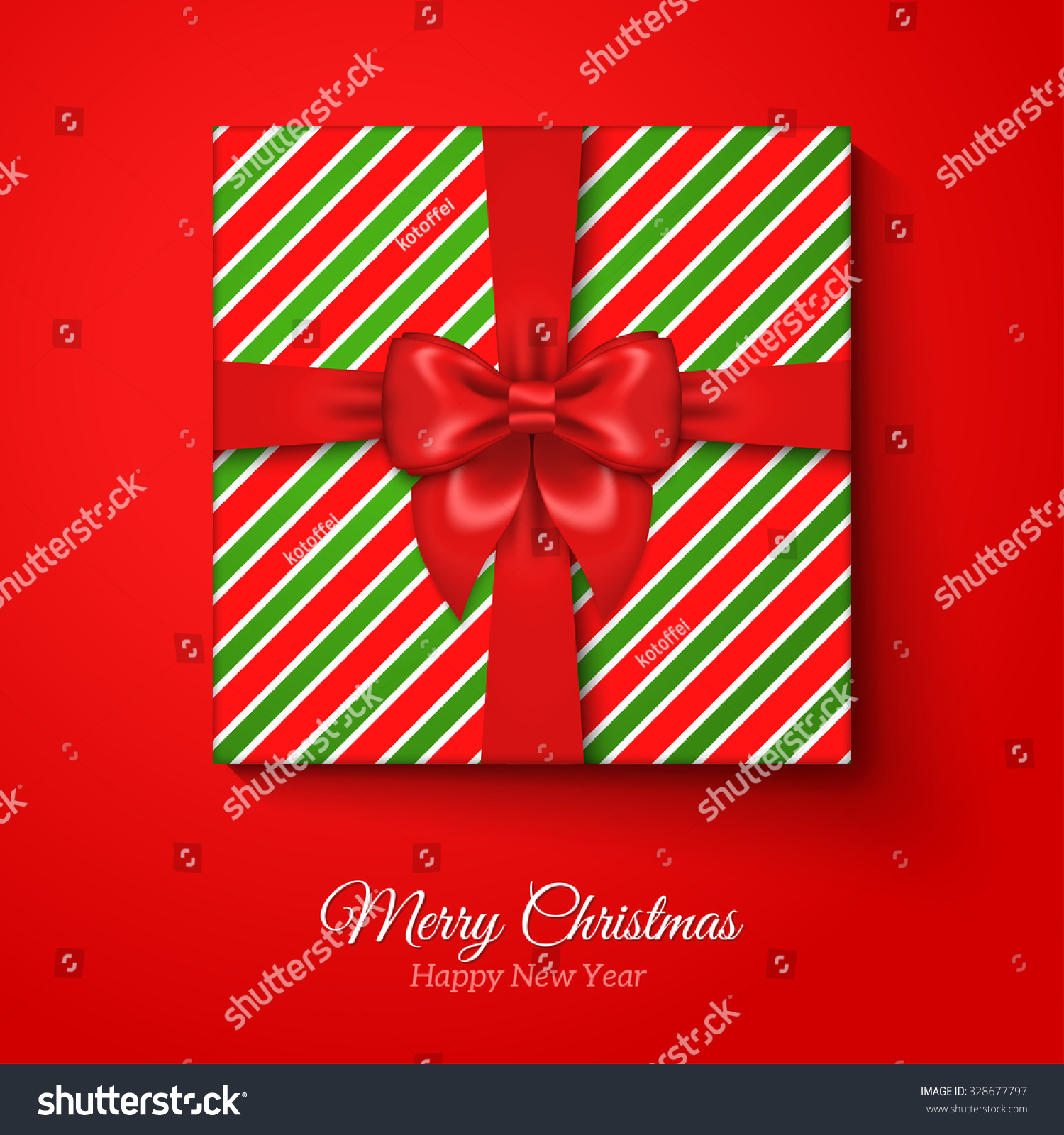 Merry Christmas Gift Box Red Silk Stock Vector Royalty Free