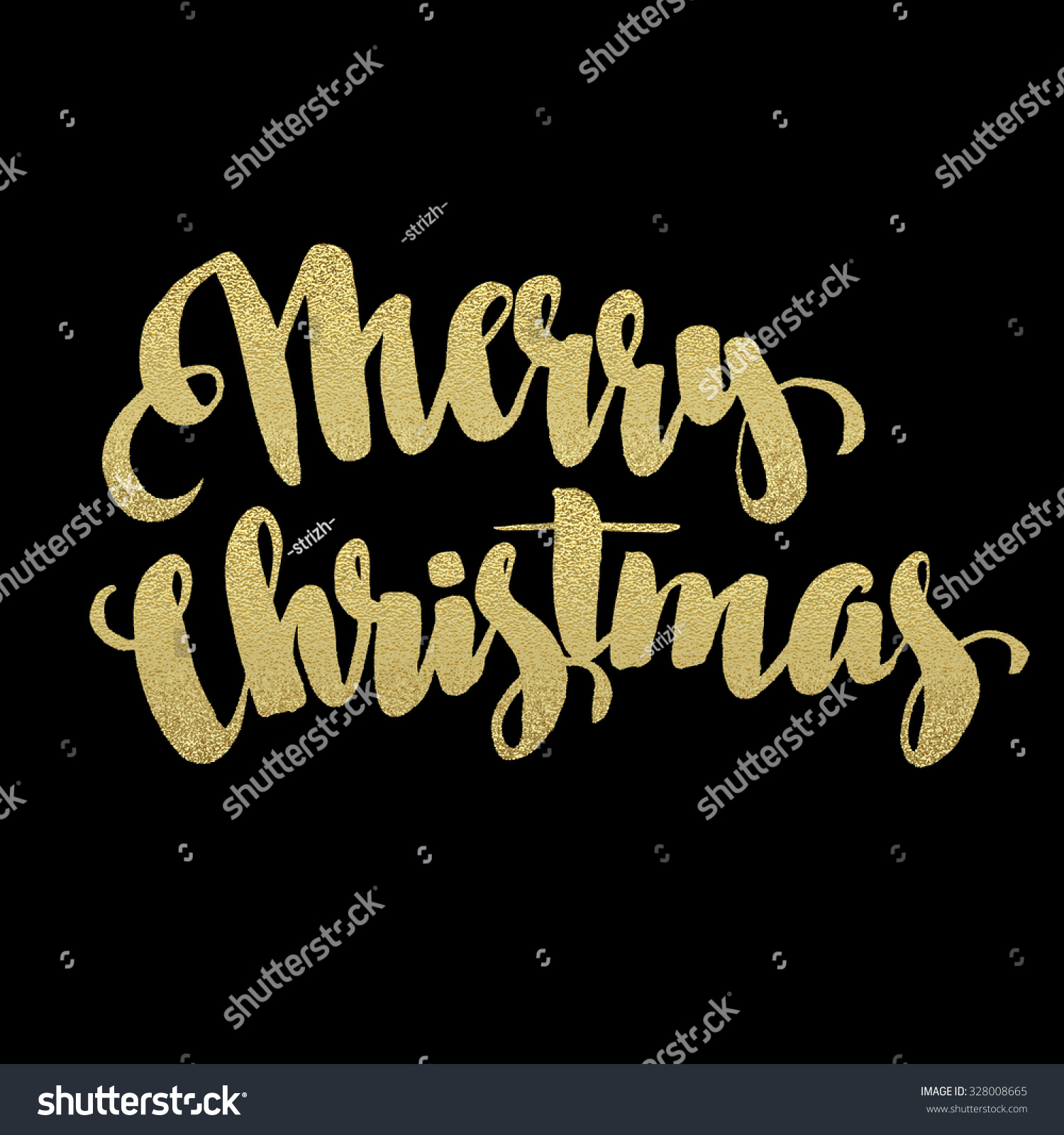 Merry Christmas Gold Glittering Lettering Design. Vector Illustration