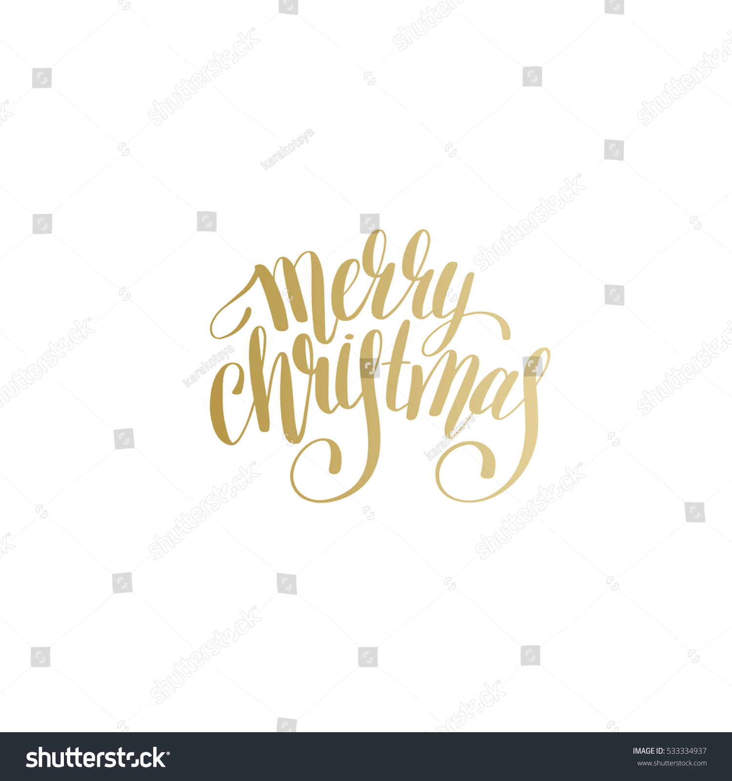 Merry Christmas Gold Logo Handwritten Lettering Inscription Holiday ...