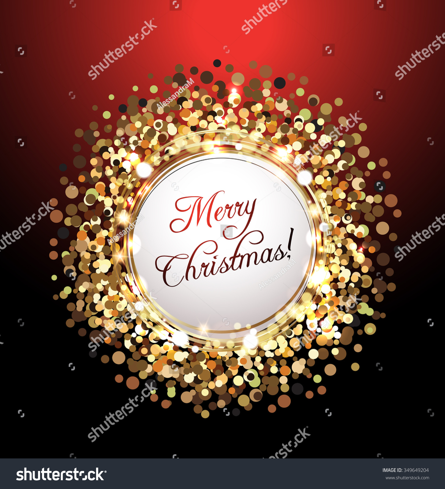 Merry Christmas Greeting Card Against Glittering Background Stock Vector Illustration 349649204