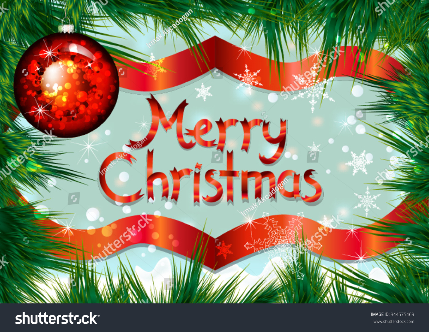 Merry Christmas, Greeting Card Design Stock Vector Illustration