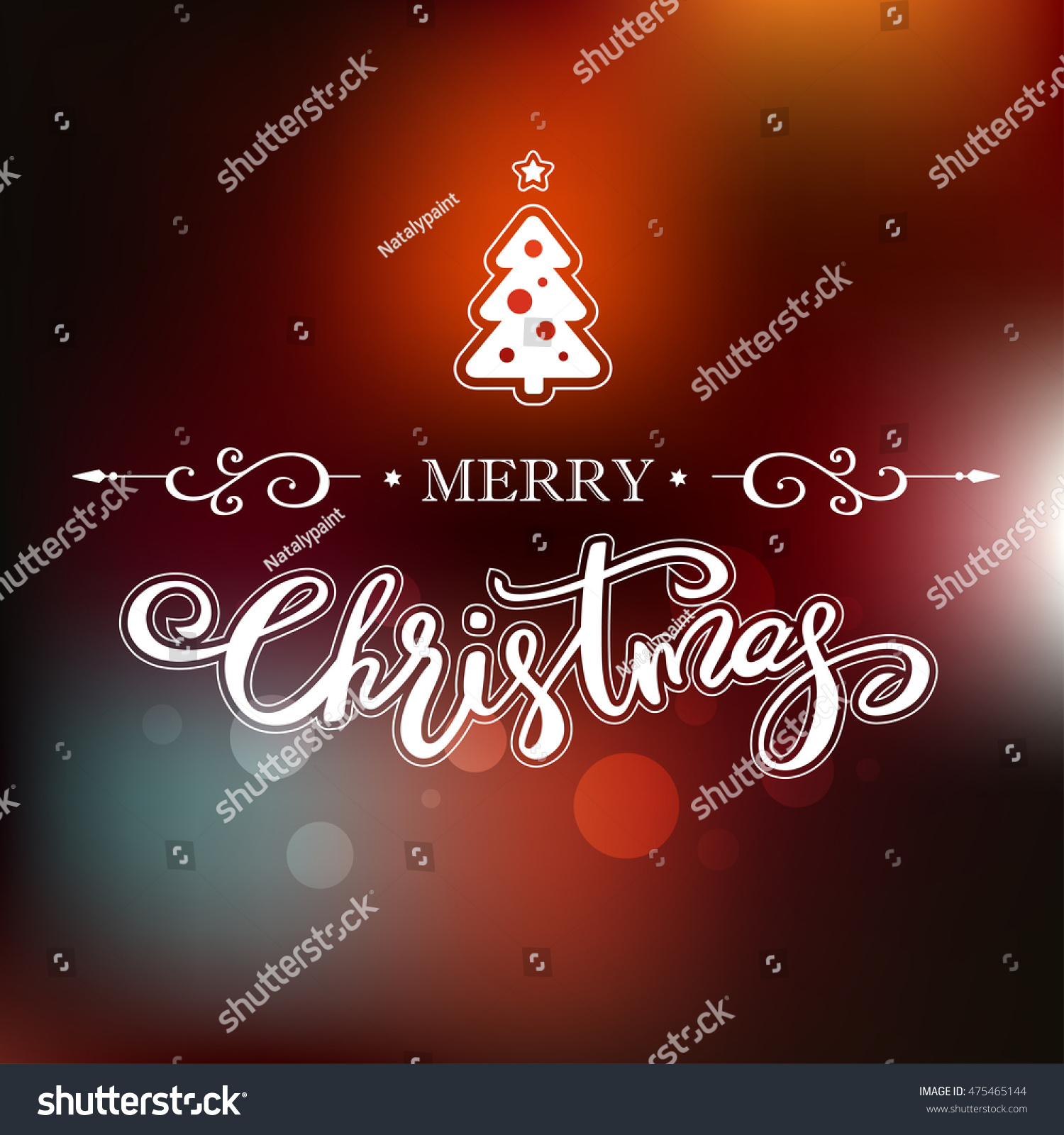 Merry Christmas Greeting Card Holiday Lettering Stock Vector 475465144 - Shutterstock