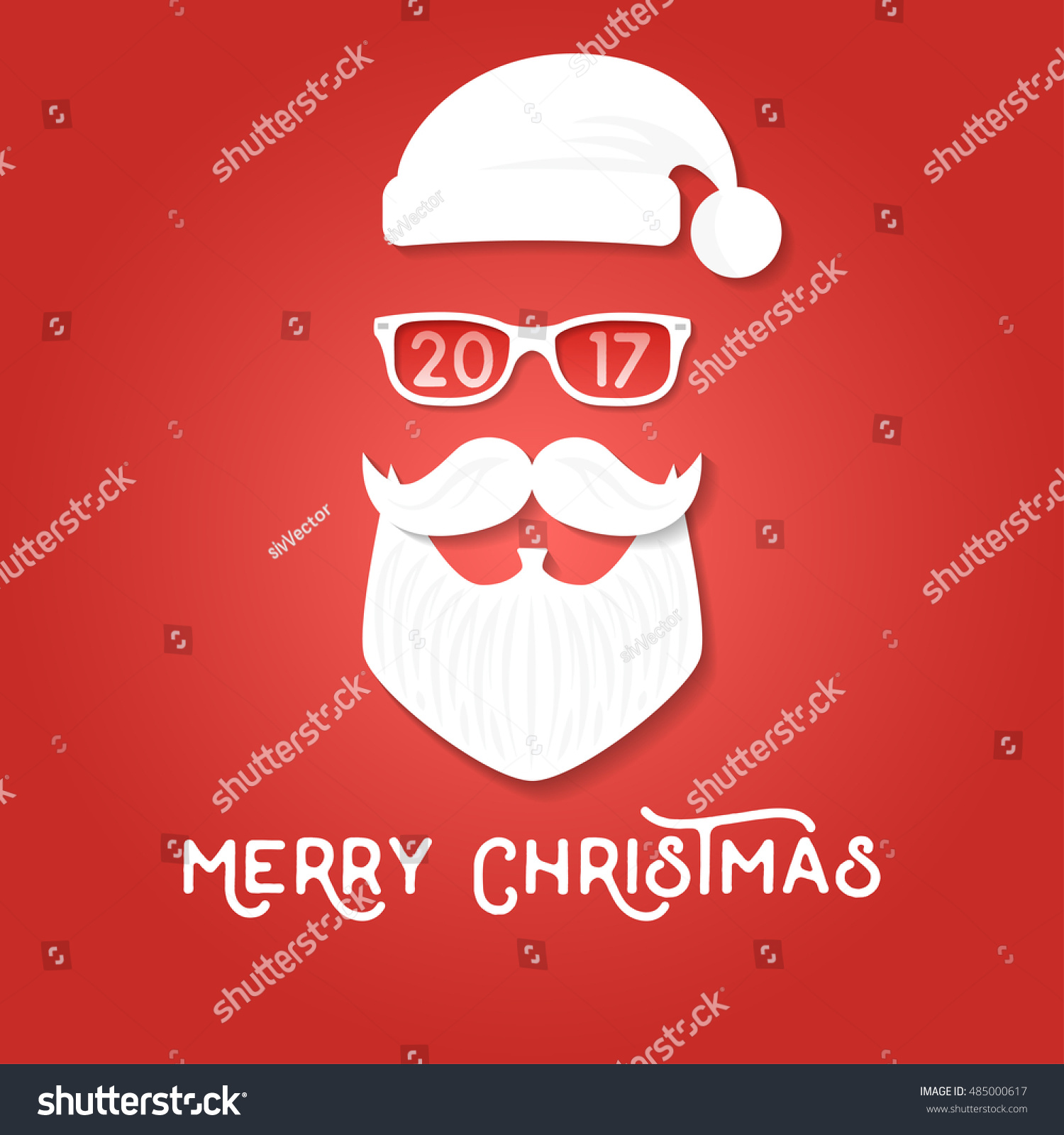 Merry Christmas Greeting Card Template Santa Stock Vector 485000617 Shutterstock Merry Greeting Card Template