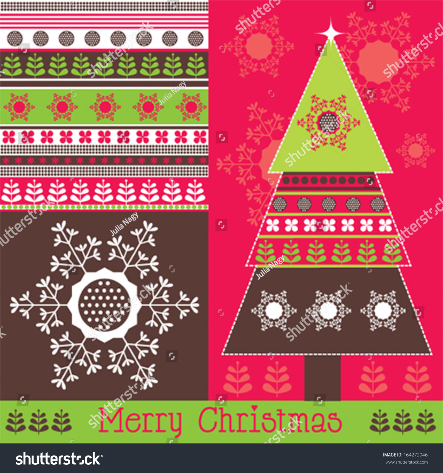 Merry Christmas Greeting Card Vector Illustration - 164272946