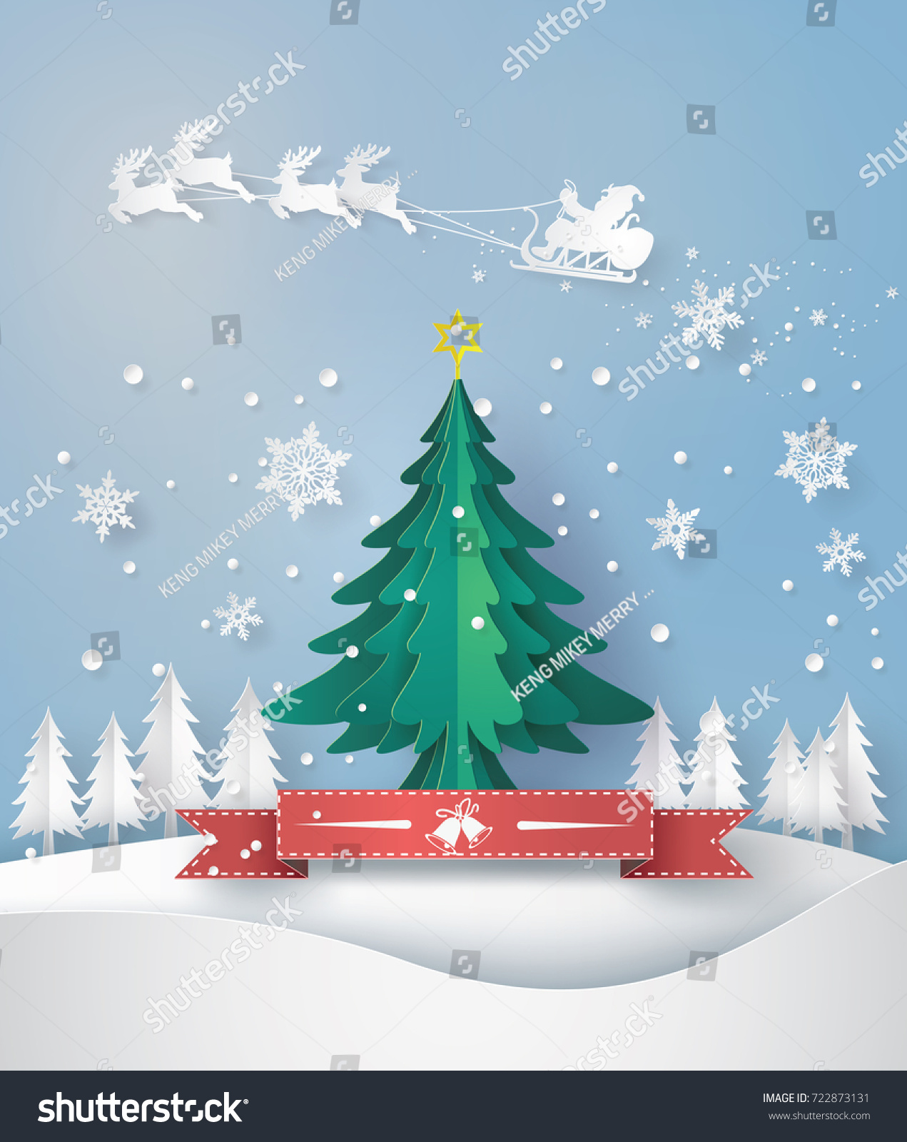 merry christmas greeting card origami made stock vector merry christmas greeting card origami made stock vector
