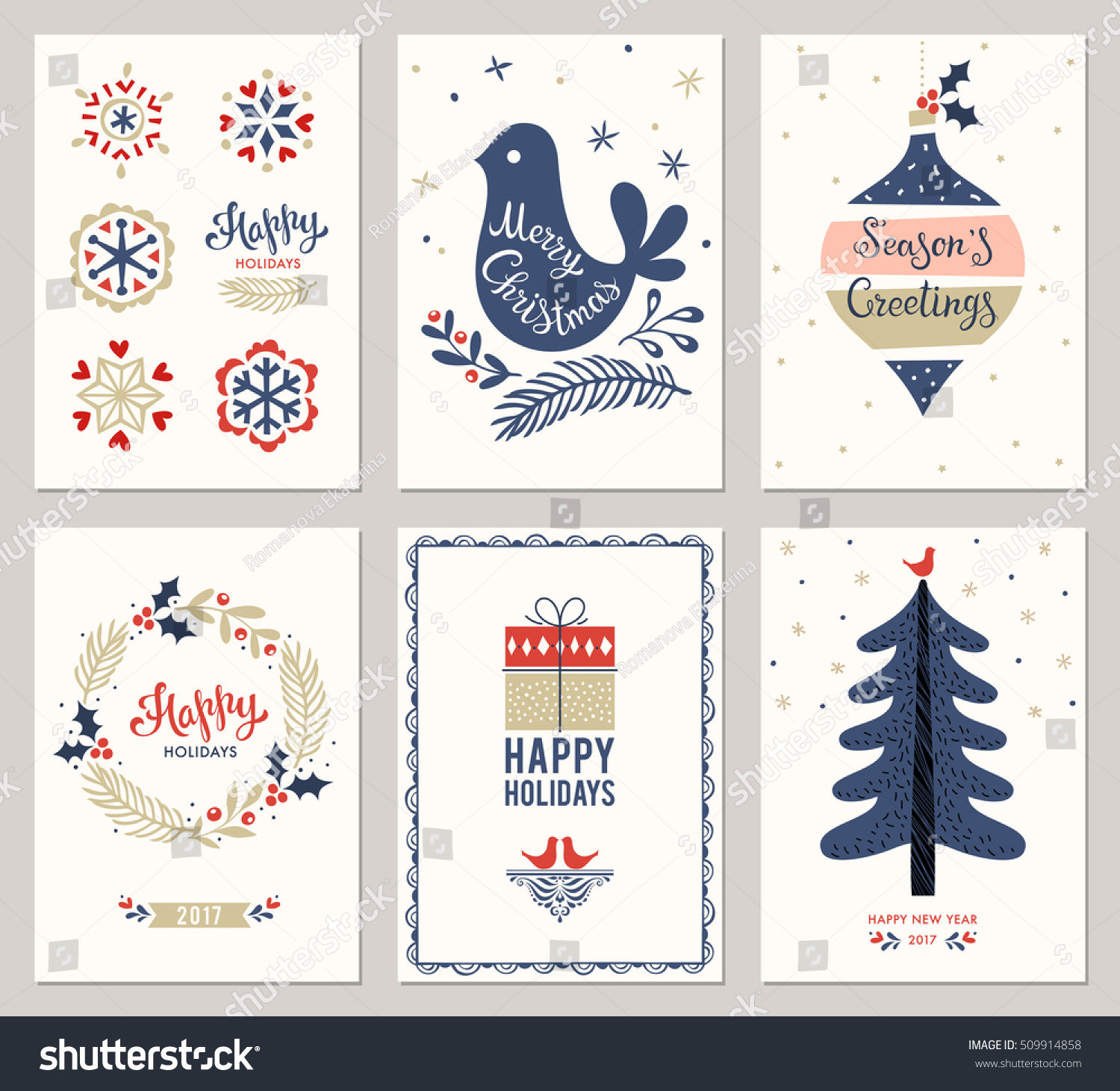 Merry Christmas Greeting Cards Templates Vector Stock Vector 509914858 Shutterstock Merry Greeting Card Template