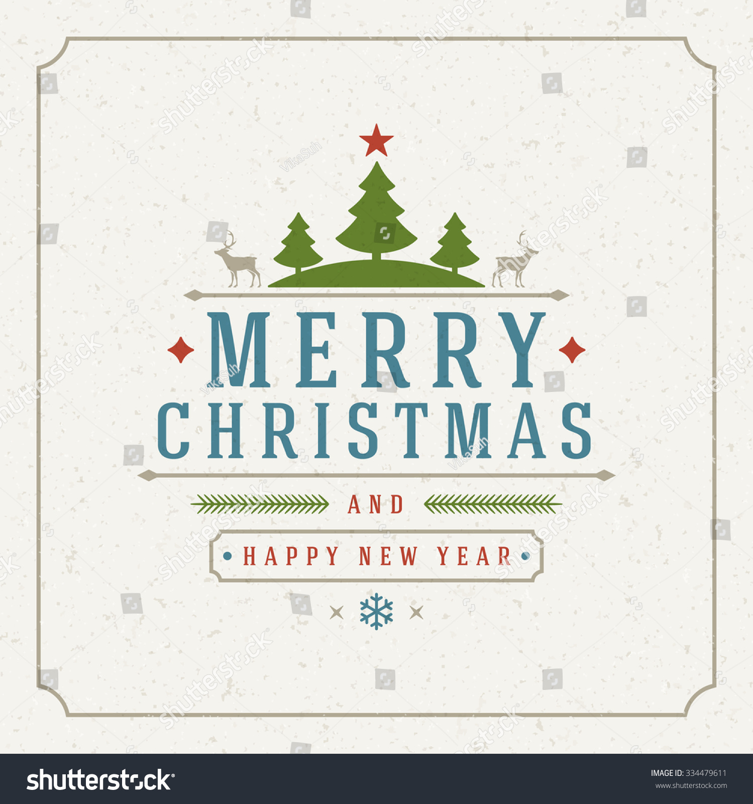 Merry Christmas Greetings Card Or Poster Design. Textured Paper Vector Background And Retro