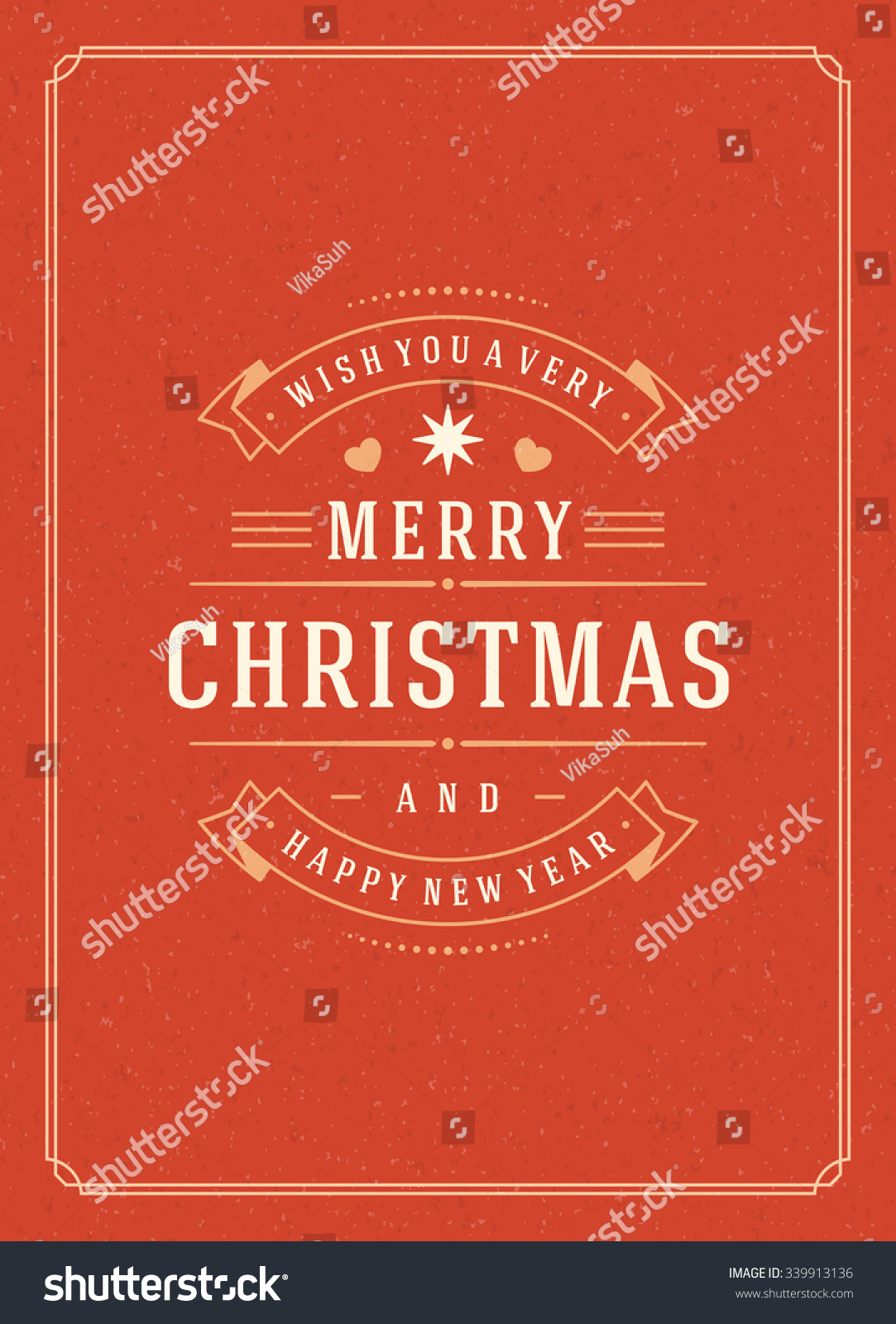 Merry Christmas Greetings Card Or Poster Design. Textured Paper Vector Background And Retro