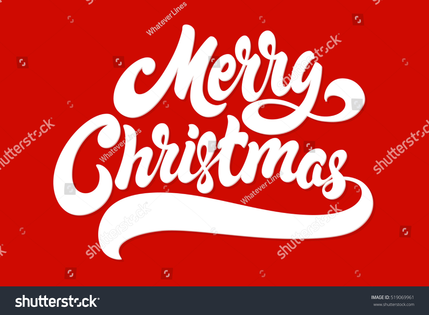 Merry Christmas Hand Drawn Lettering Design Vector Illustration. Isolated Letters On Background