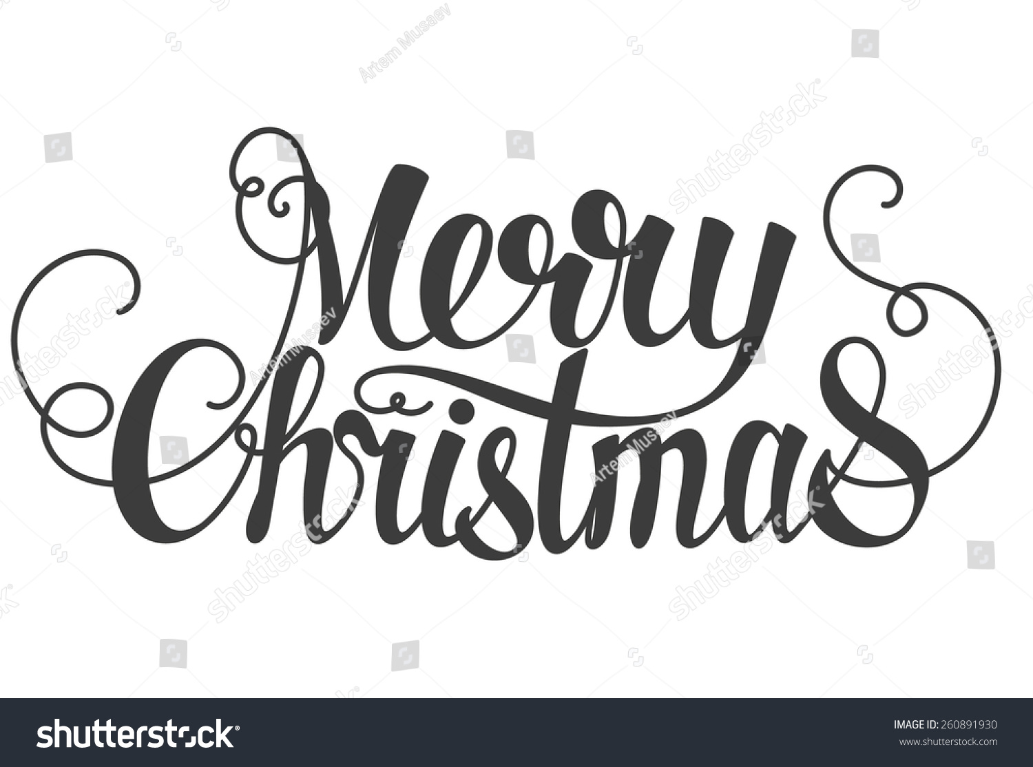 Merry Christmas Hand Lettering Isolated On White. Vector Image ...