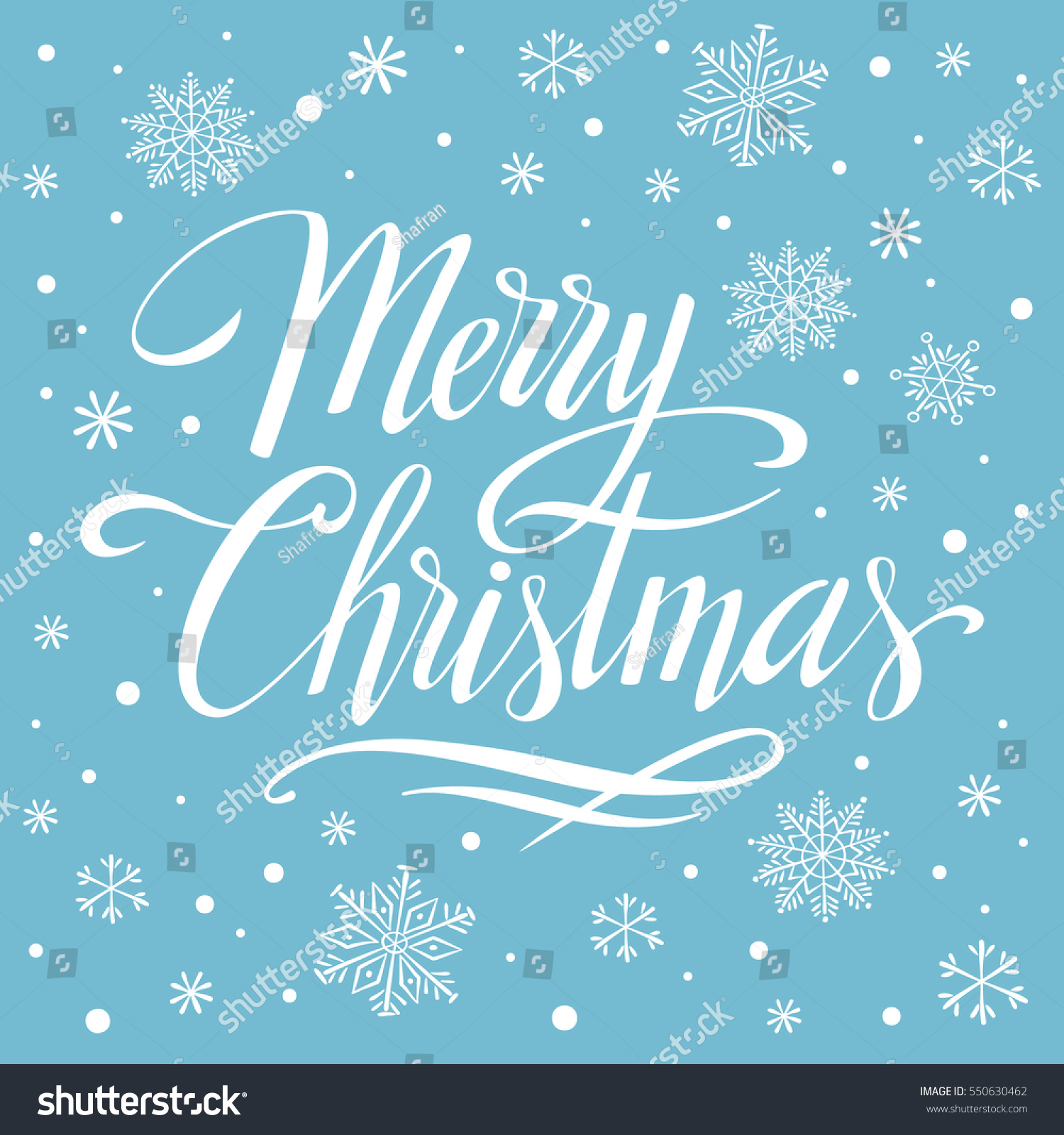 Merry Christmas, Hand Written Lettering, Vector Template For Greeting