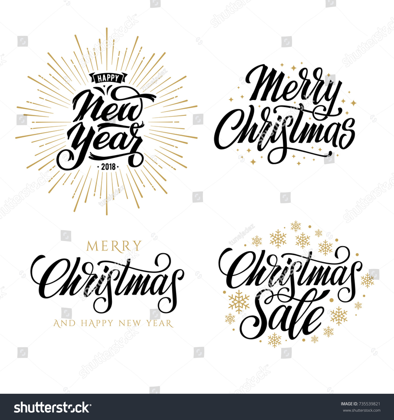 Merry Christmas Happy New Year 2018 Stock Vector Royalty Free