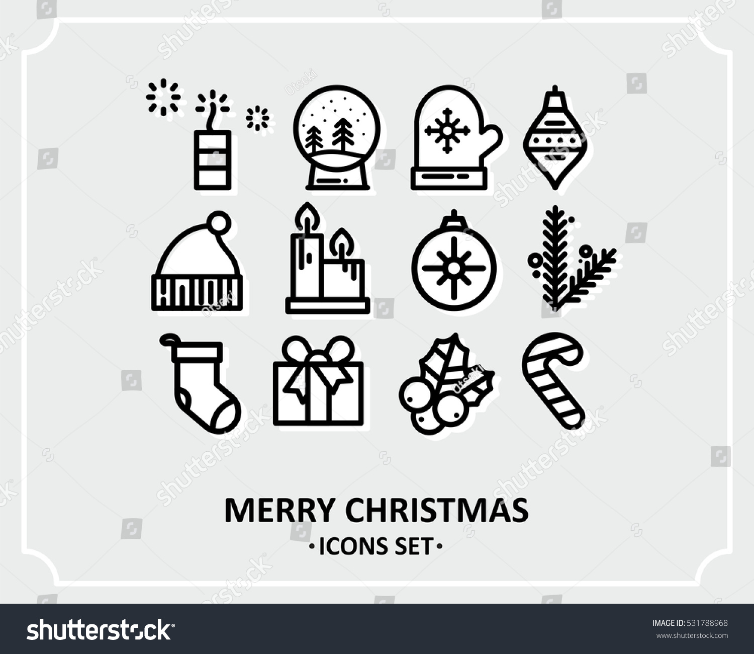 Merry Christmas Icons Set Stock Vector 531788968 - Shutterstock