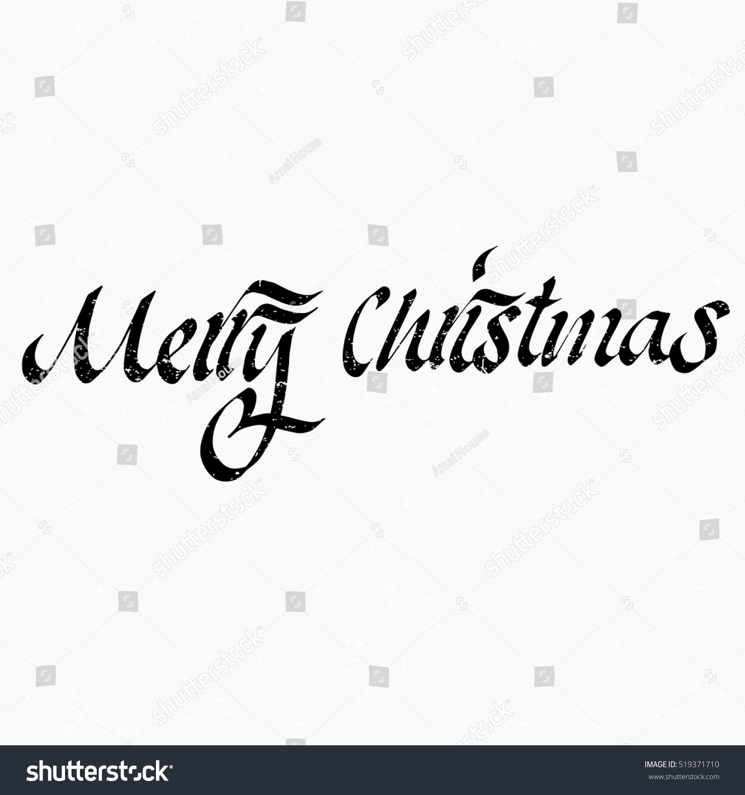 Merry Christmas Ink Hand Lettering Modern Vector De Stock Libre De