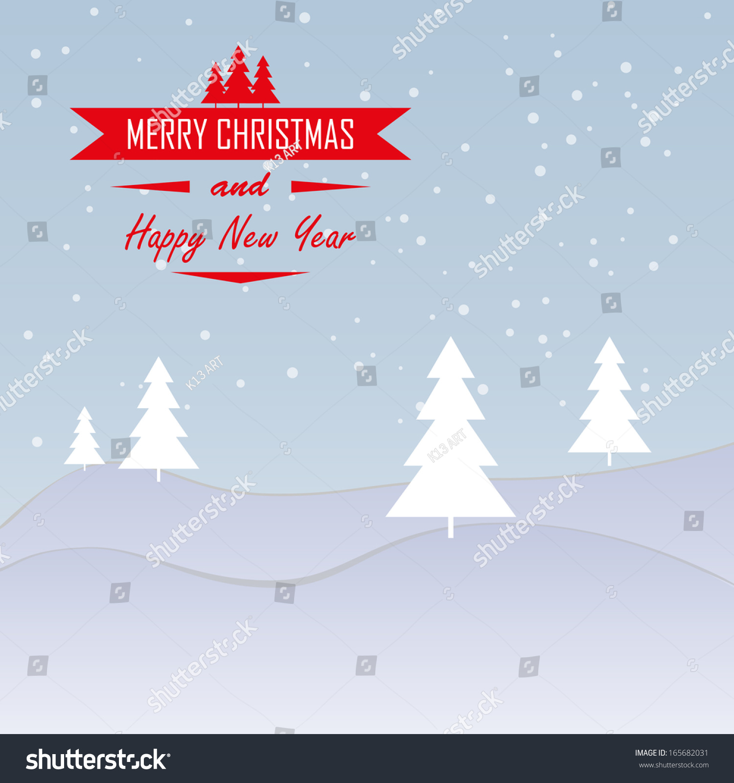 Merry Christmas Landscape - Vector - 165682031 : Shutterstock