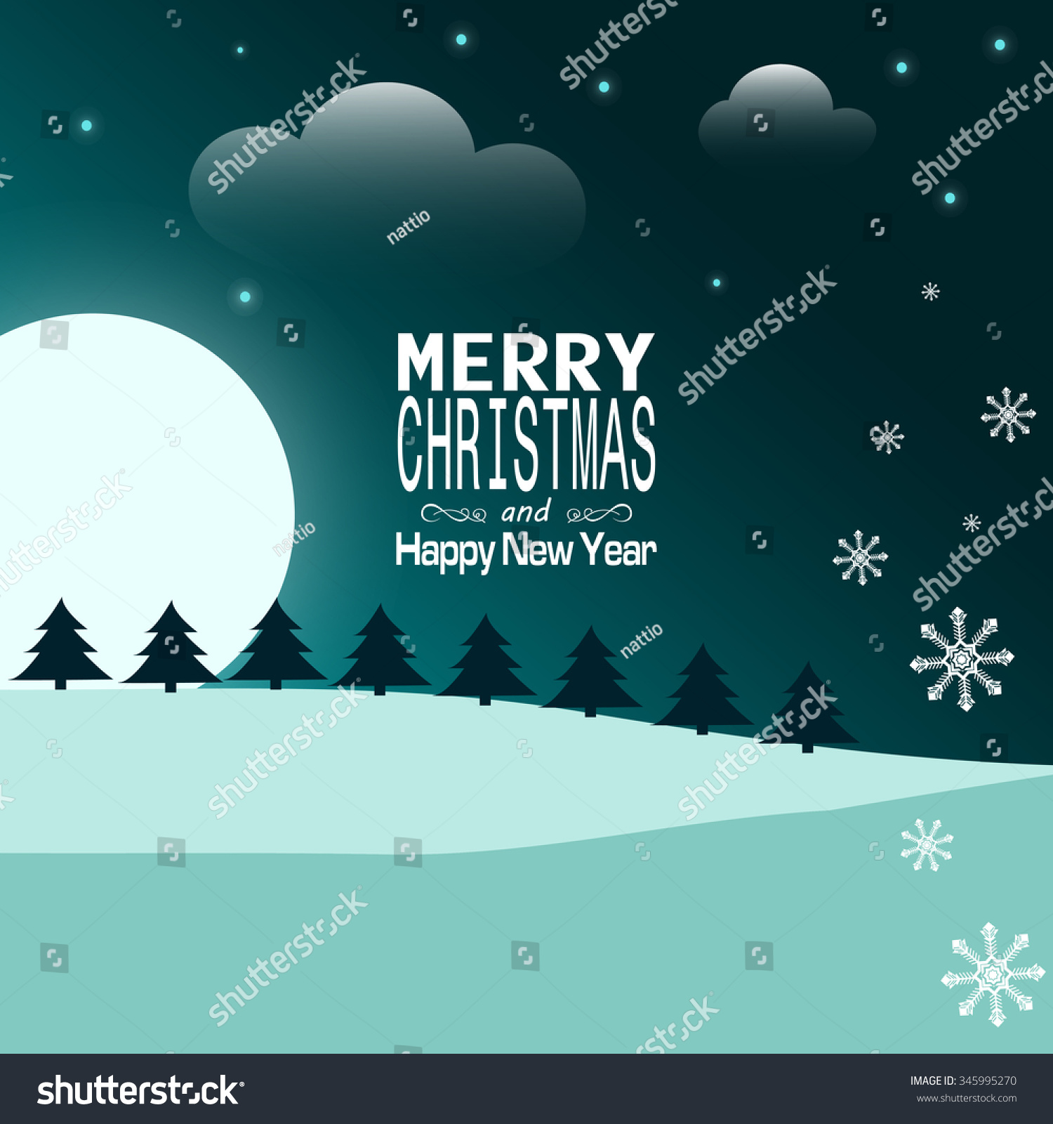 Merry Christmas Landscape Vector Stock Vector 345995270 - Shutterstock
