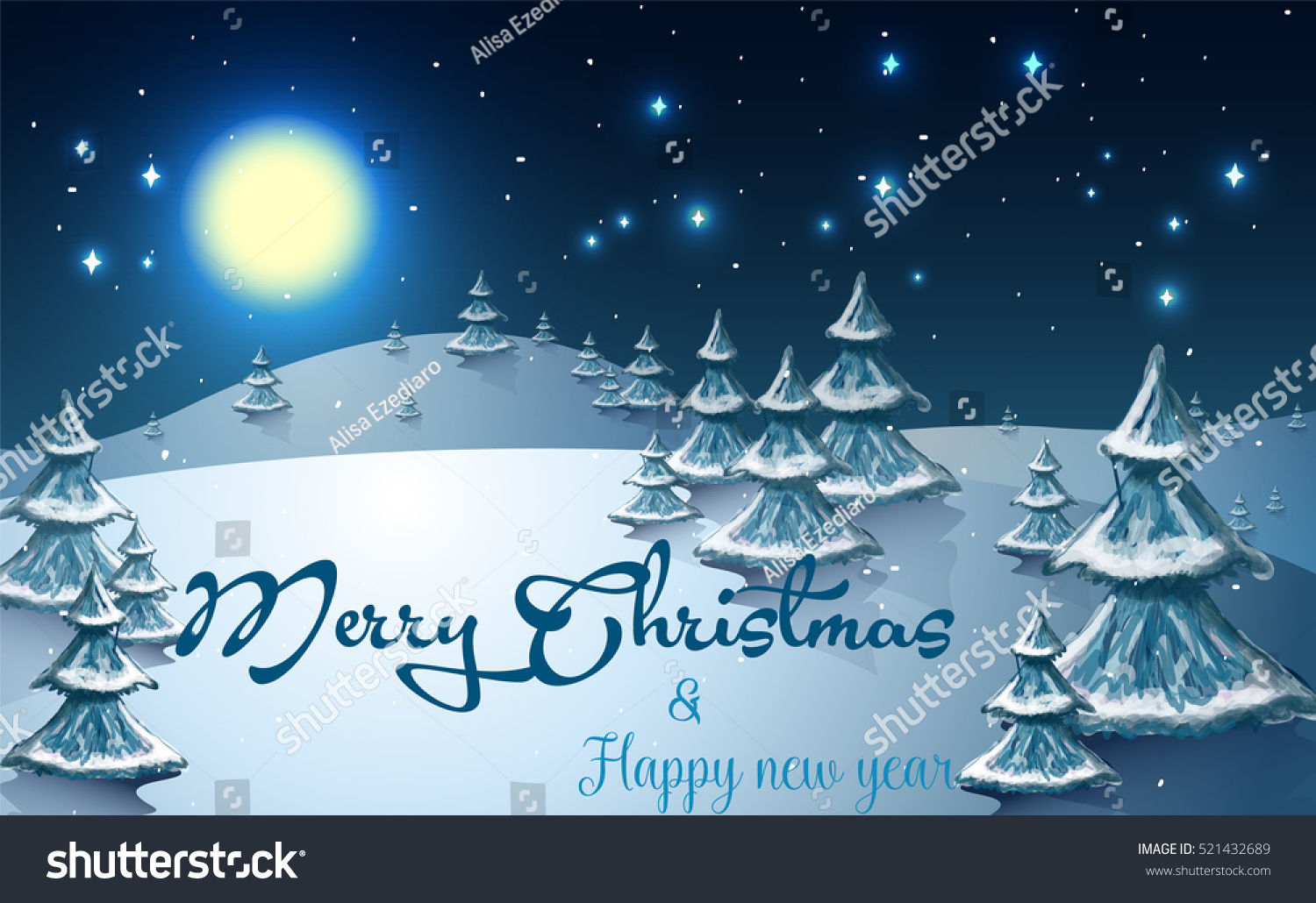 Merry Christmas Landscape Vector Stock Vector (Royalty Free) 521432689 ...