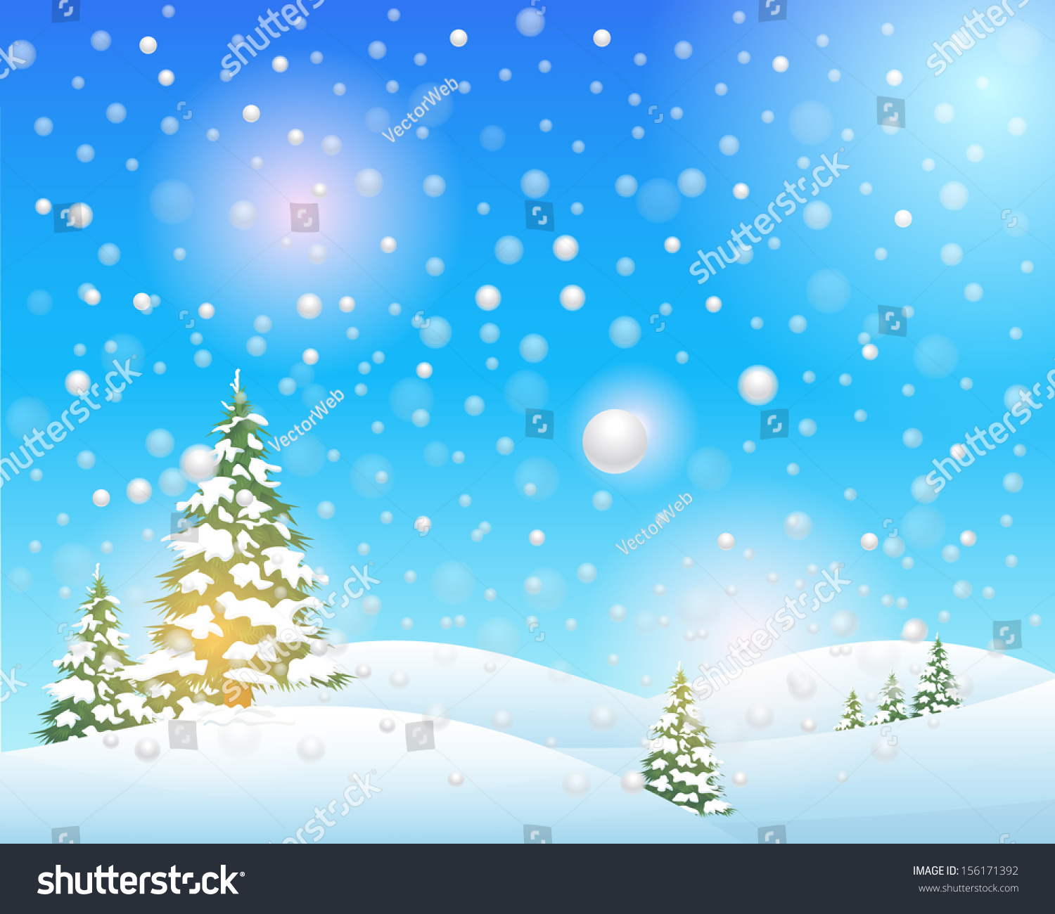 Merry Christmas Landscape Vector Design Stock Vector (Royalty Free