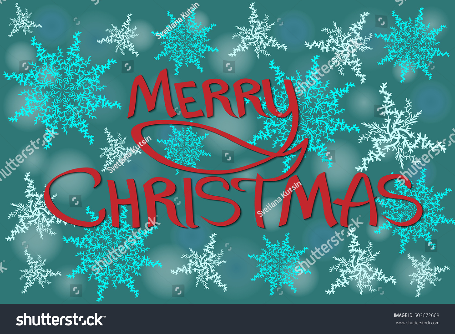 Merry Christmas Lettering Design Snowflakes Background Stock Vector 503672668 - Shutterstock