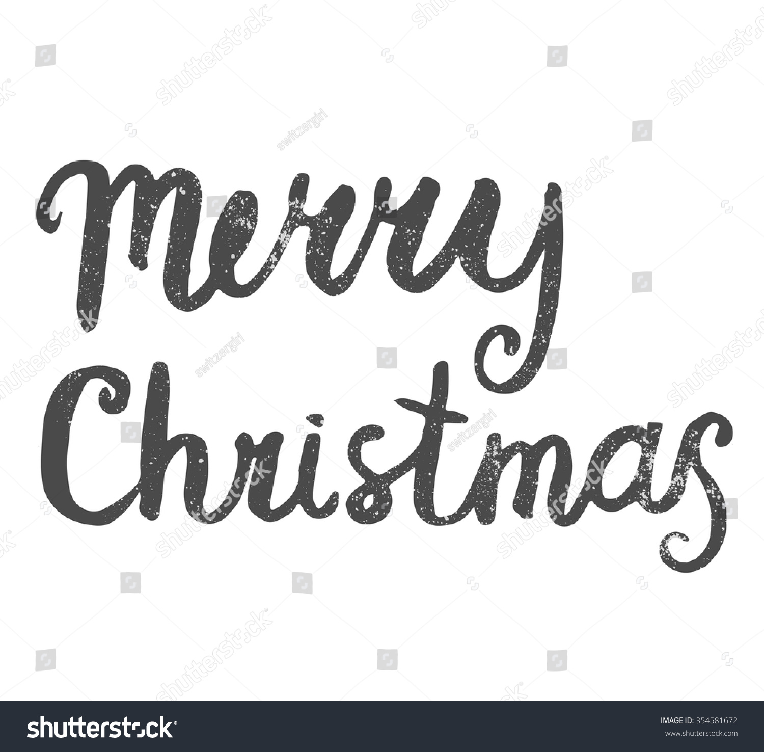 Merry Christmas Lettering Handwritten Words Greeting Stock Vector ...