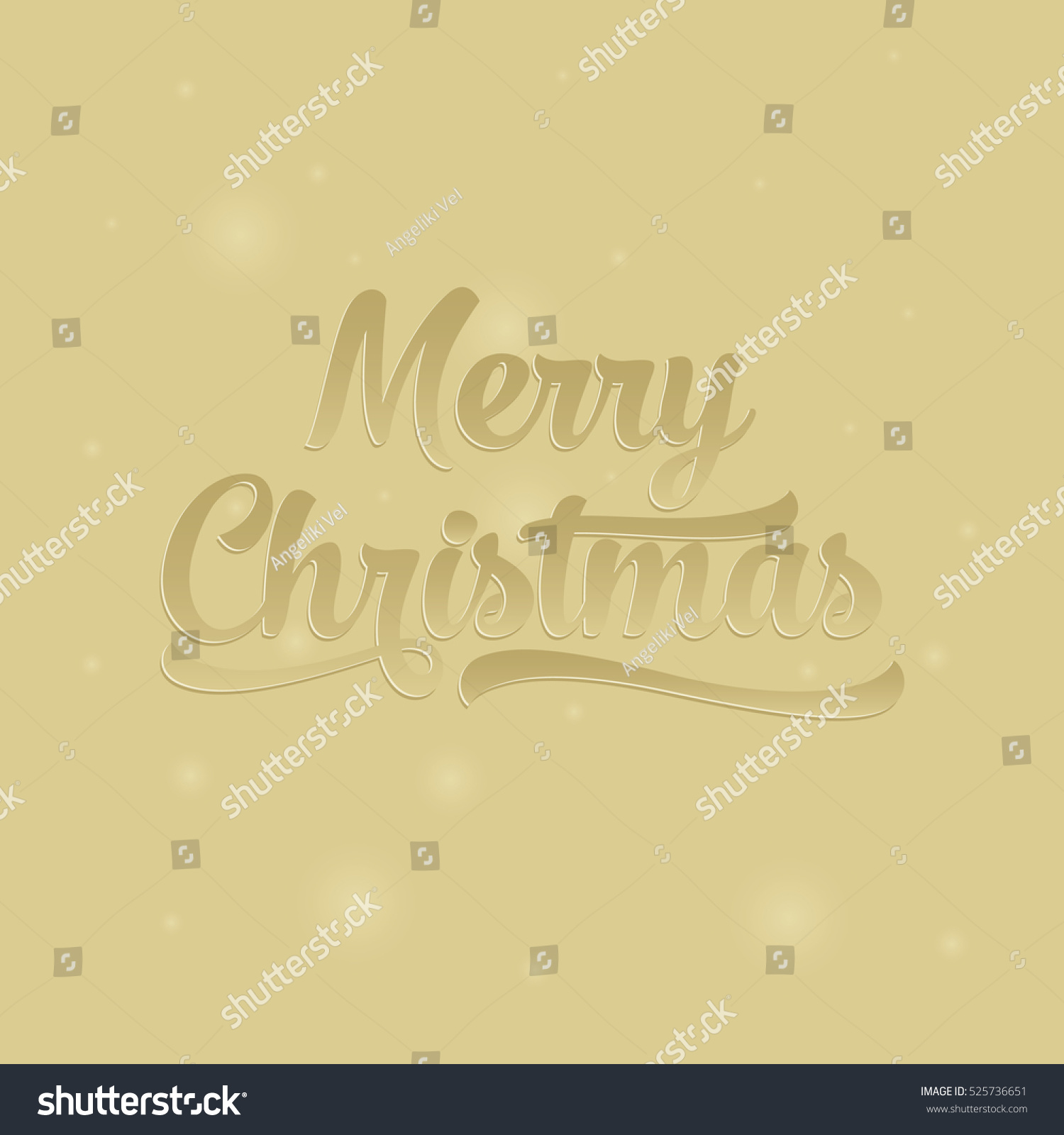 Merry Christmas Lettering On Gold Festive Background. Vector