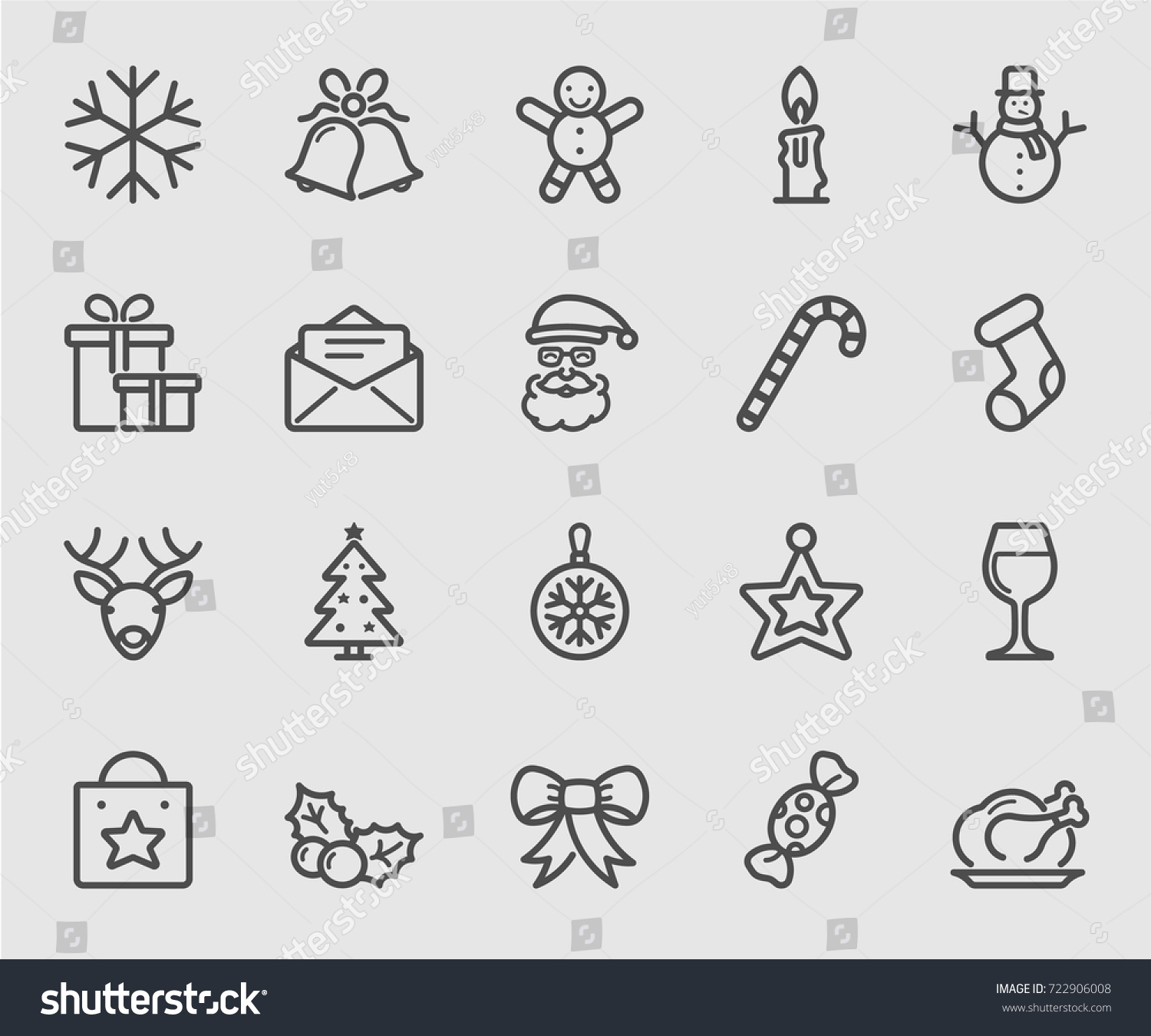 Merry Christmas Line Icon Stock Vector (Royalty Free) 722906008