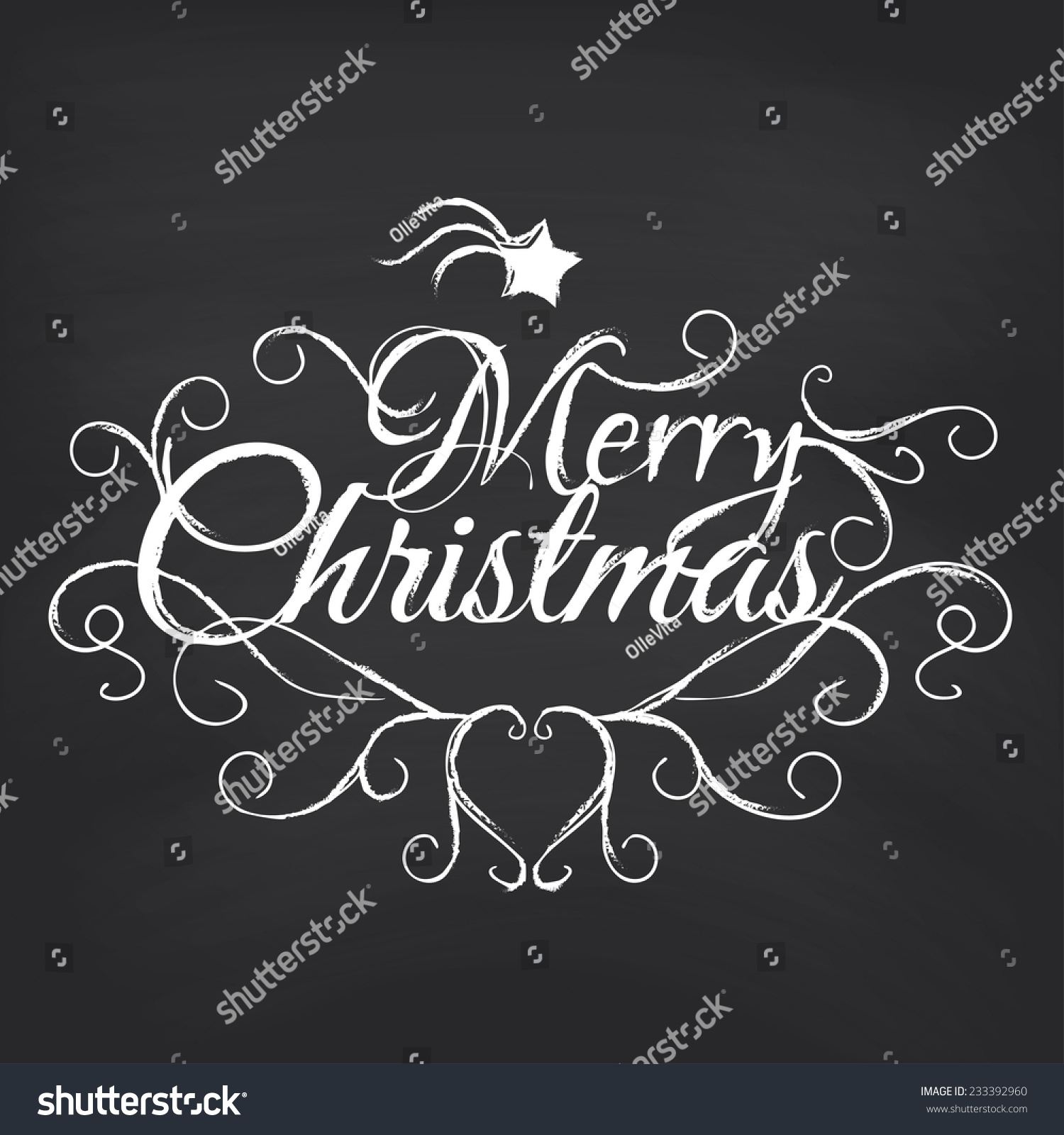 Merry Christmas On Blackboard Background. Vector Illustration. - 233392960 : Shutterstock