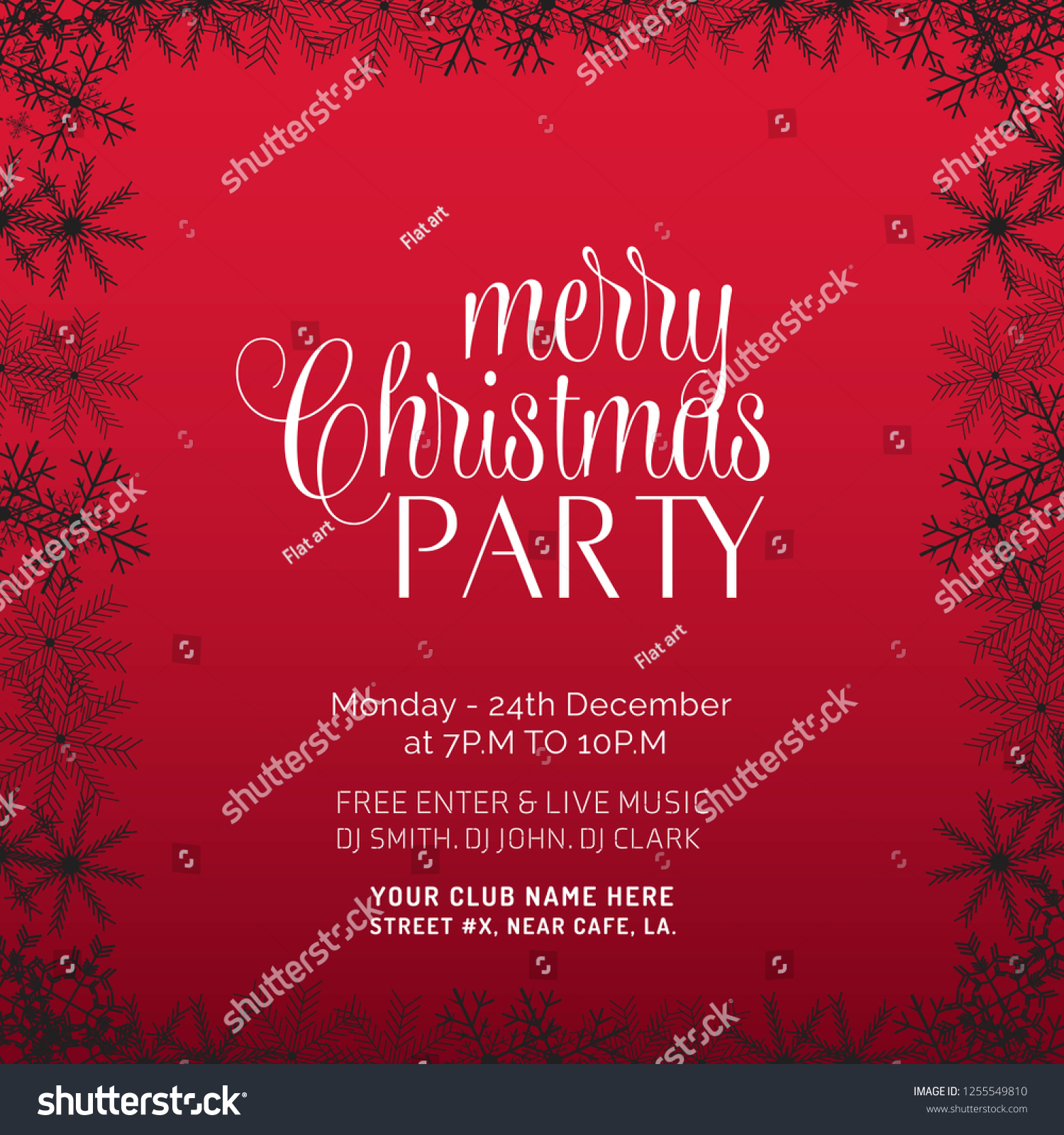 Merry Christmas Party Invitation Background Stock Vector (Royalty Free ...