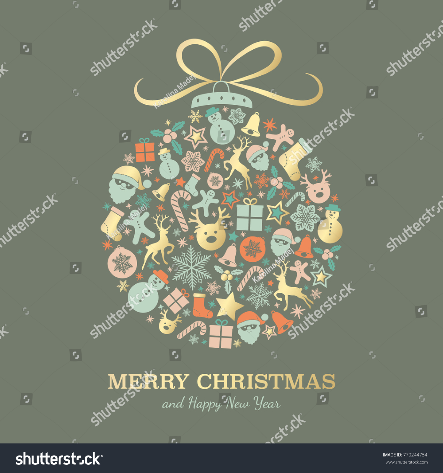 Merry Christmas Pastel Coloured Card Wishes Stock Vector (Royalty Free ...