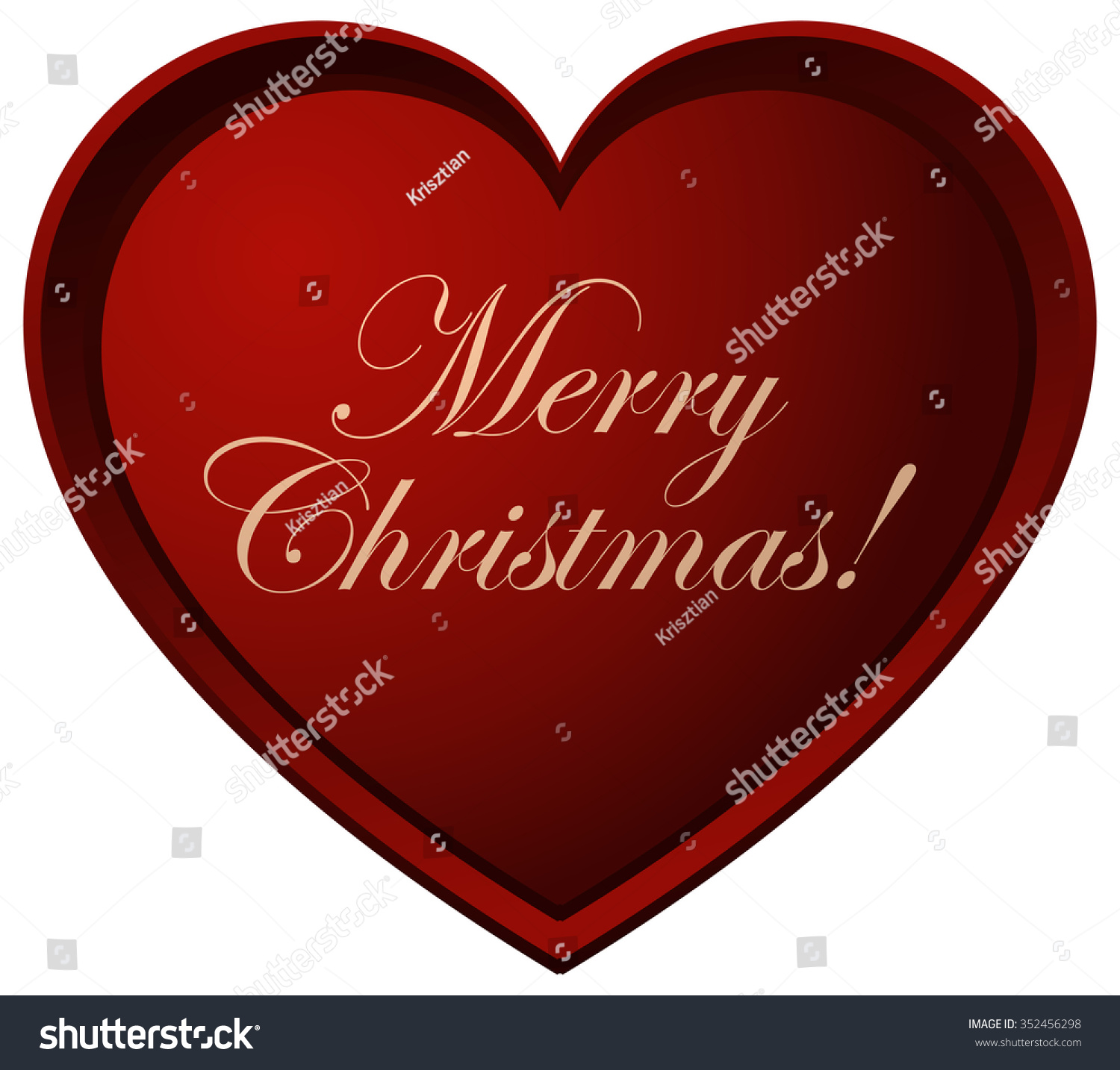 Merry Christmas Red Heart Vector Illustration Stock Vector (Royalty Free) 352456298